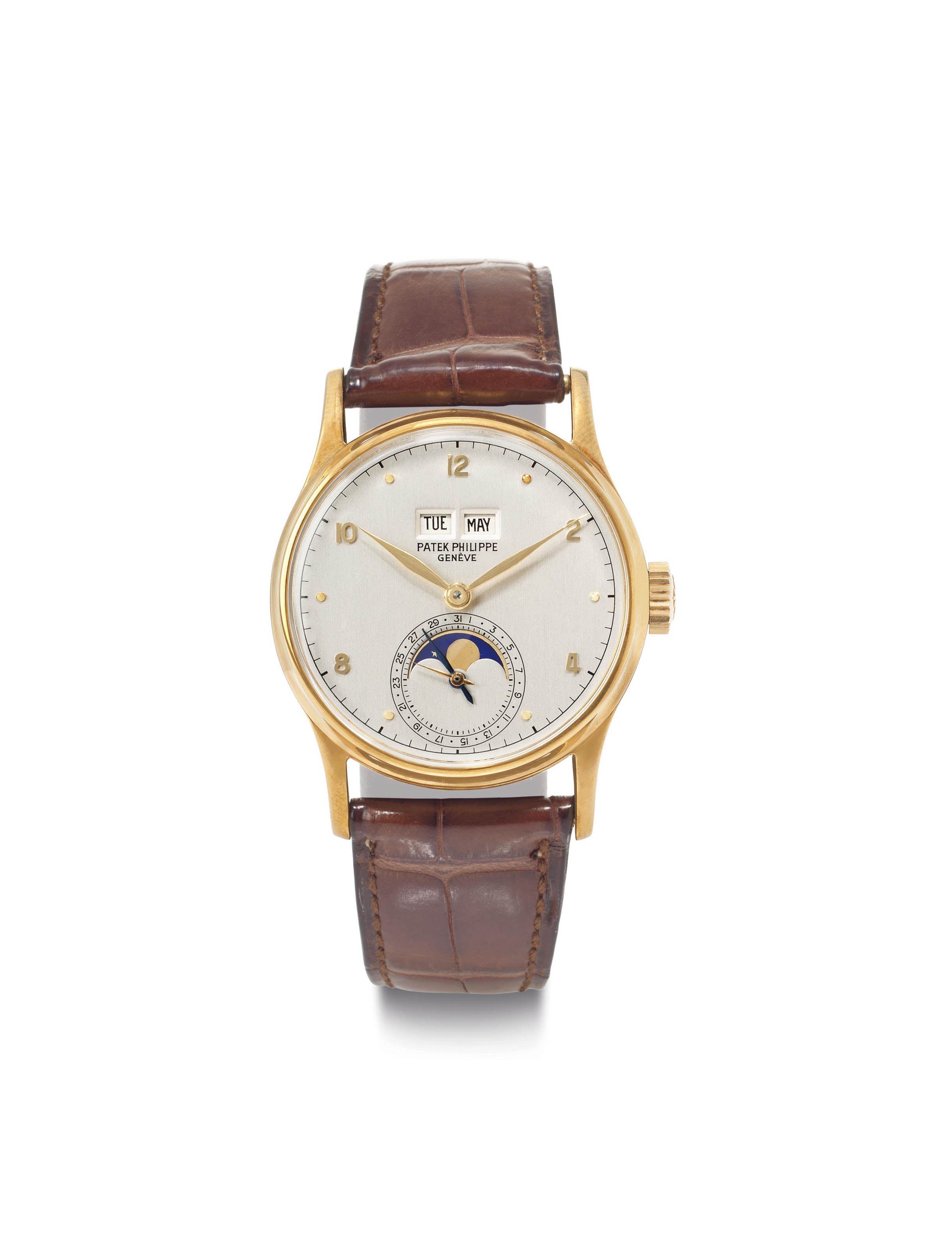 Patek Philippe. A Fine 18k Pink Gold Chronograph Wristwatch with Tachometer Scale SIGNED PATEK PHILIPPE GENEVE REF. 130 MOVEMENT NO. 862 648 CASE NO. 624 072 MANUFACTURED IN 1941 Christie s