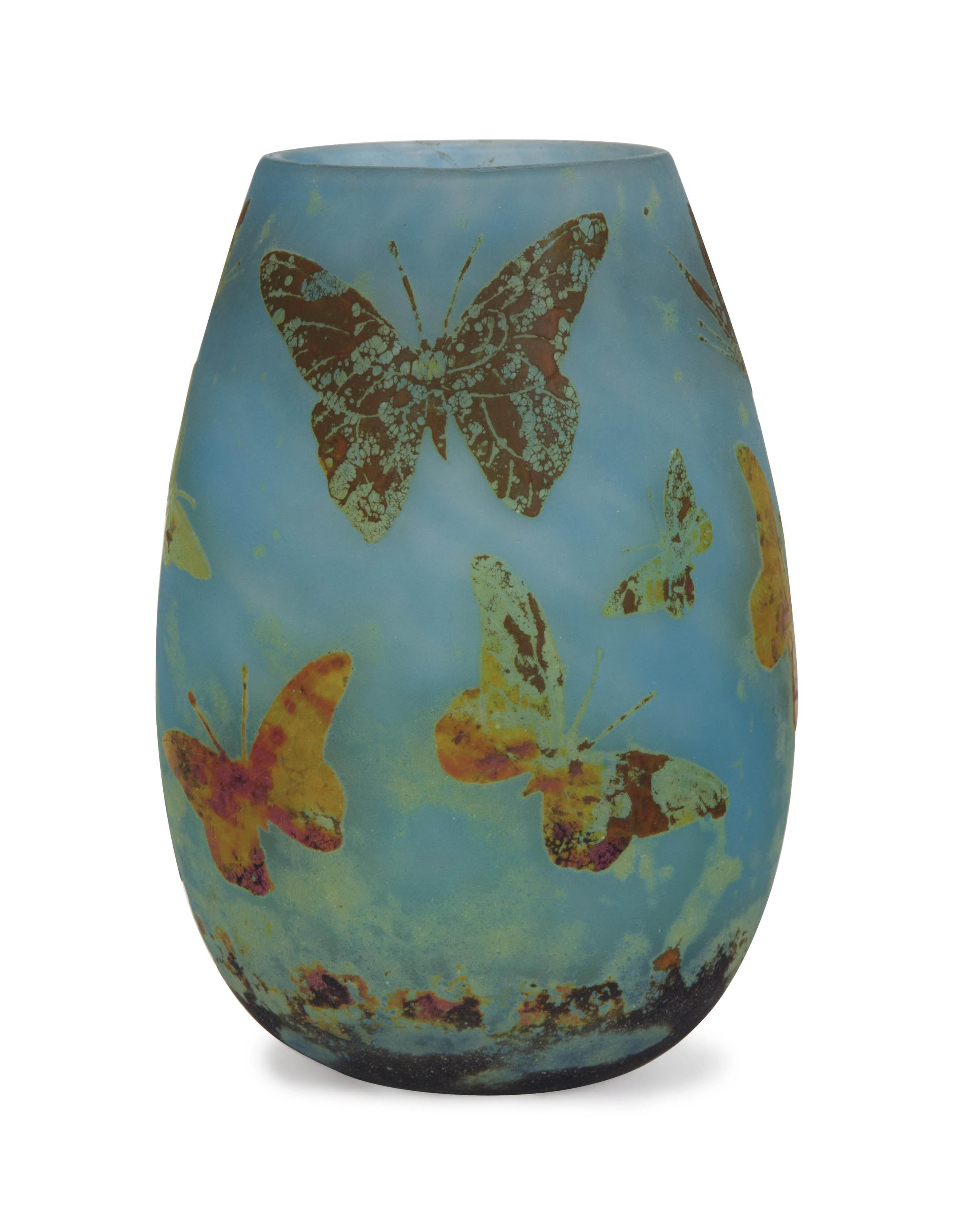 A French Pate De Verre Cameo Glass Vase Signed In Cameo Daum