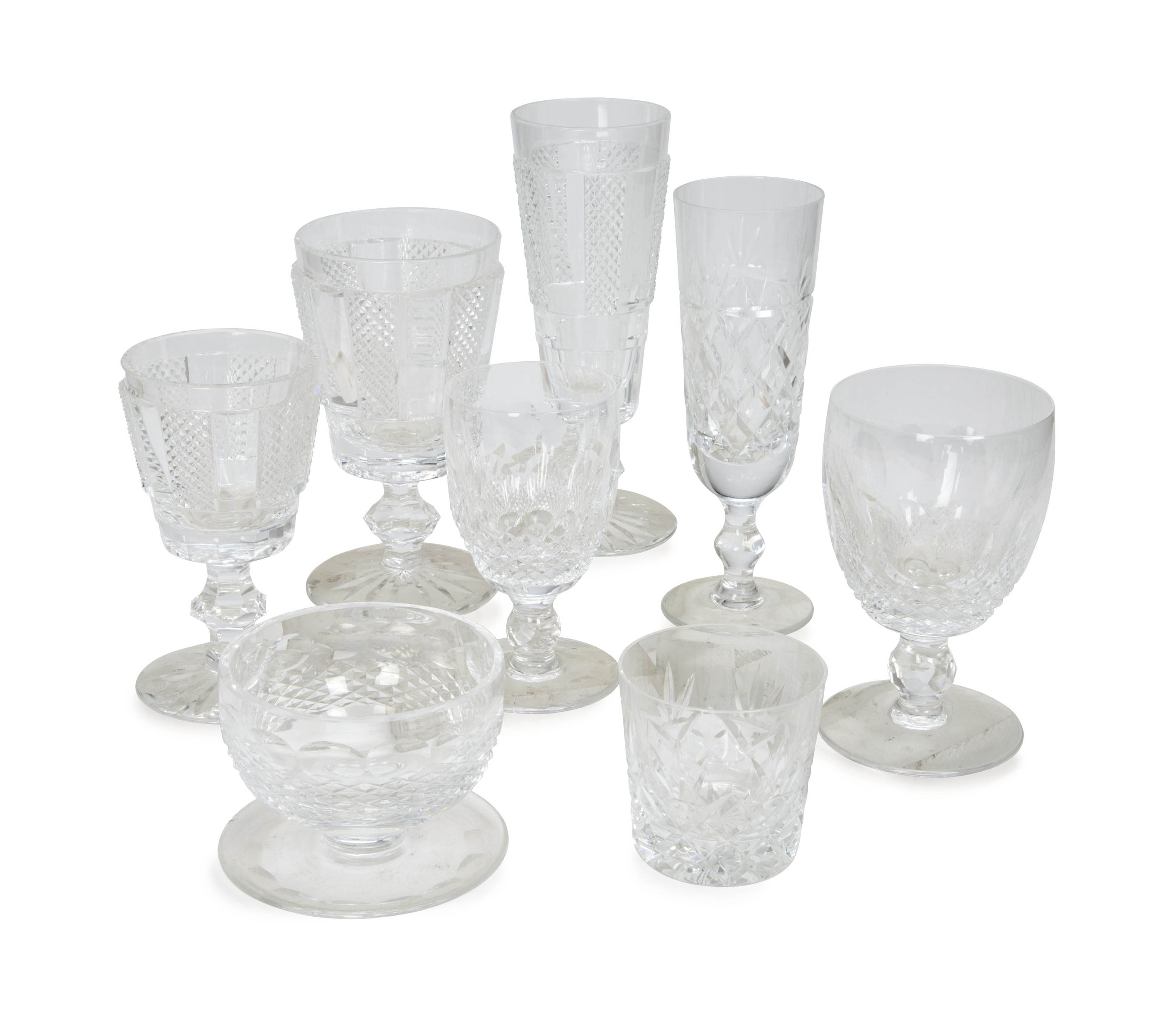 AN ASSEMBLED IRISH CUTGLASS STEMWARE PART SERVICES, , ACID STAMPS FOR