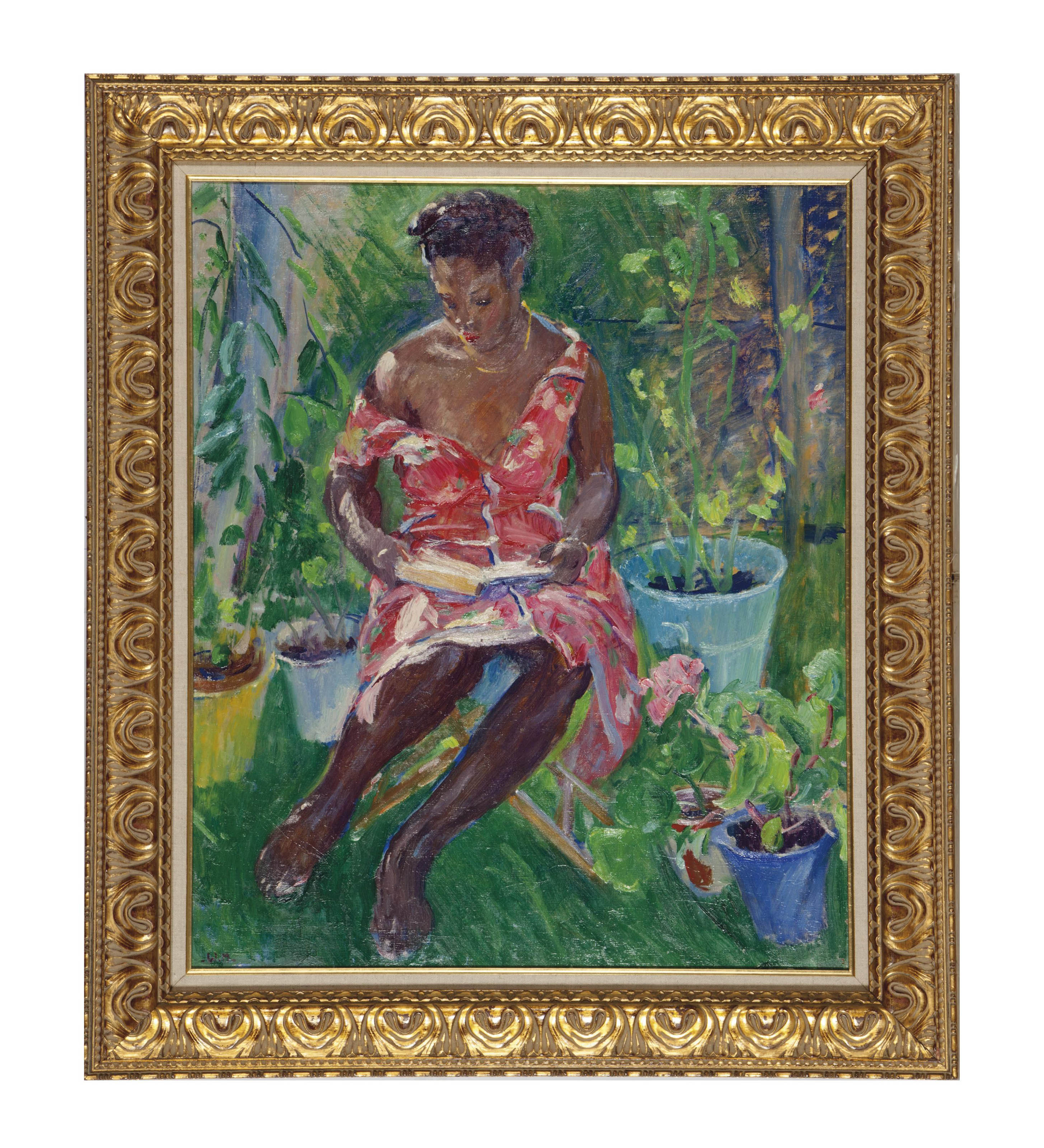 William Malherbe French 1884 1952 Lady Reading In The Garden