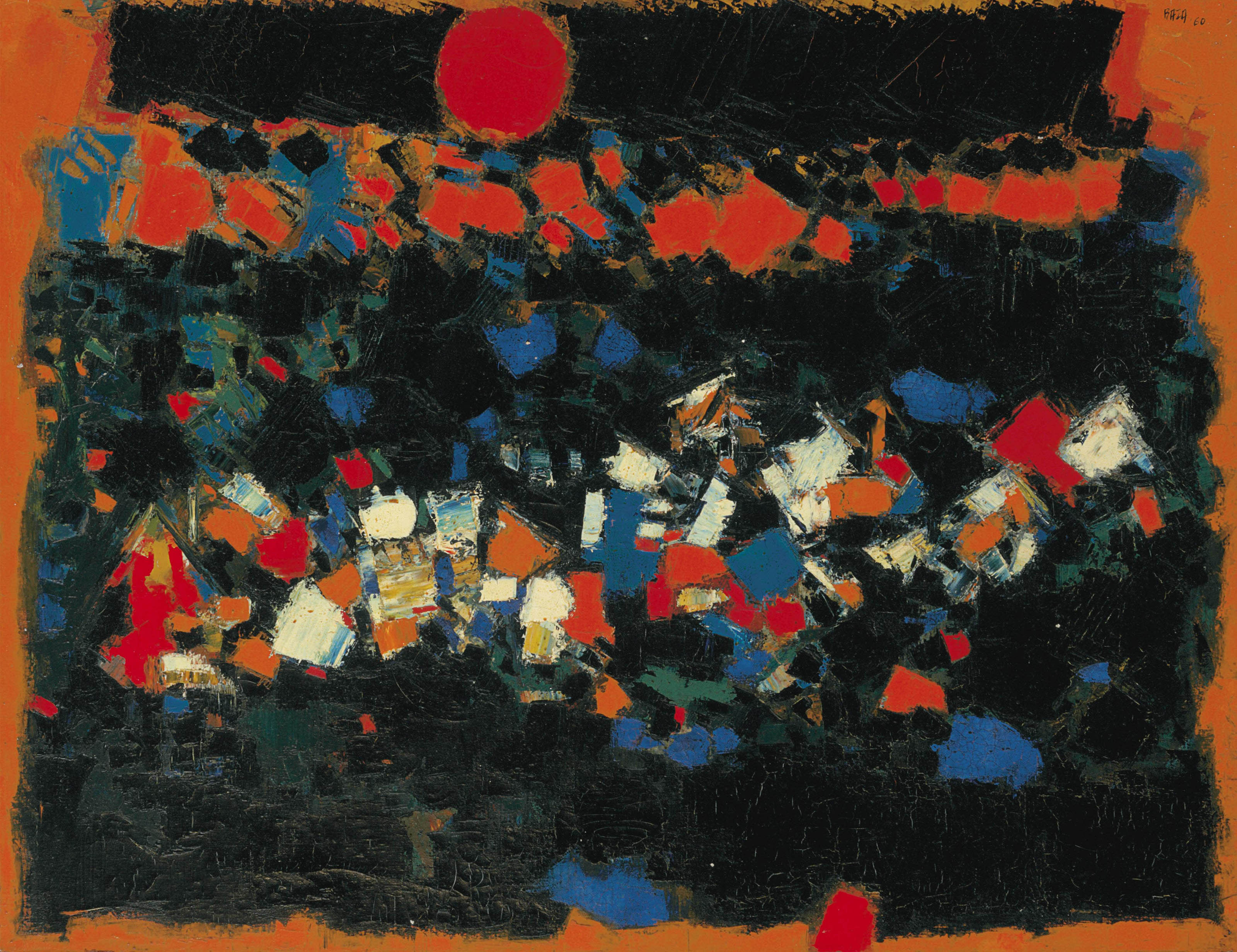 Syed Haider Raza B 1922 Red Sun And Black Clouds 20th