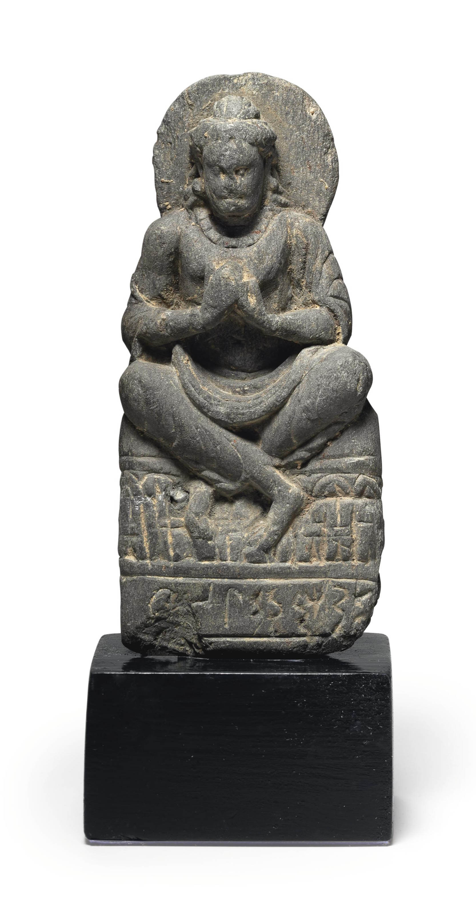 【gandhara】 A large gray schist figure of a standing Buddha , GANDHARA