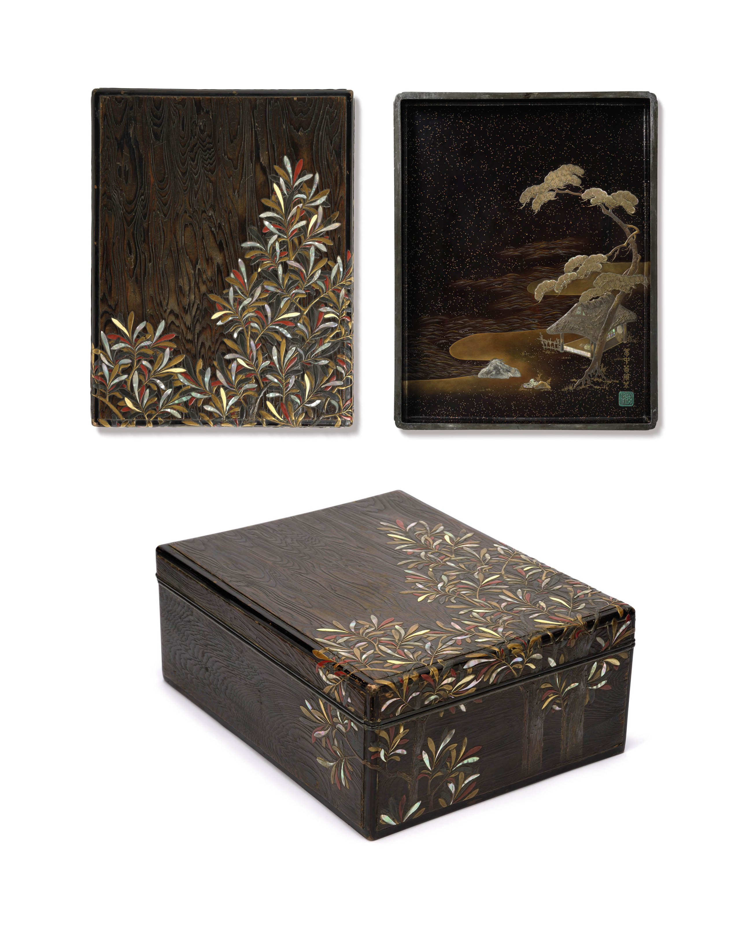 A Lacquered Wood Stationery Box Ryoshibako
