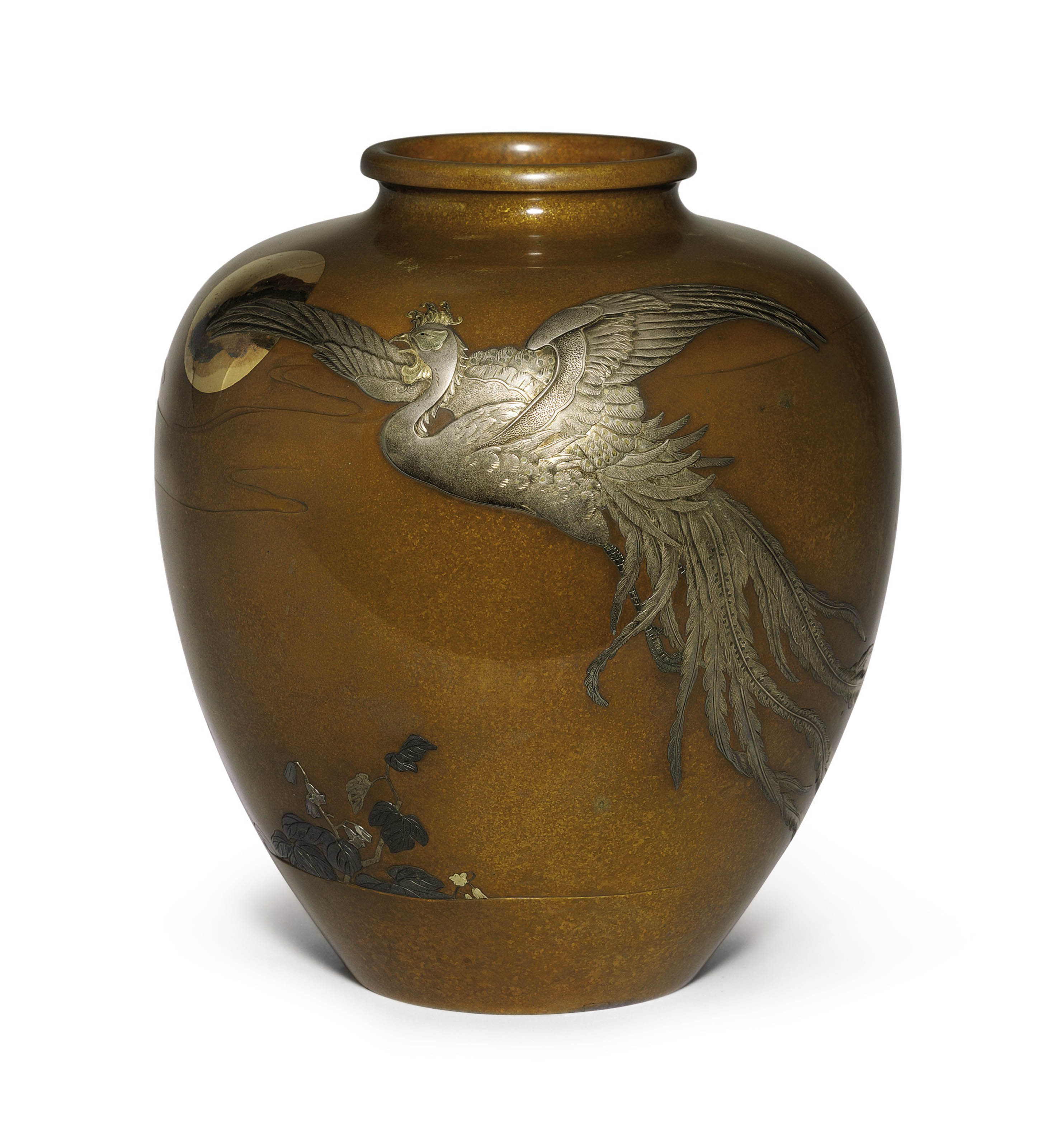 A softmetaldecorated bronze vase , MEIJI PERIOD (LATE 19TH CENTURY