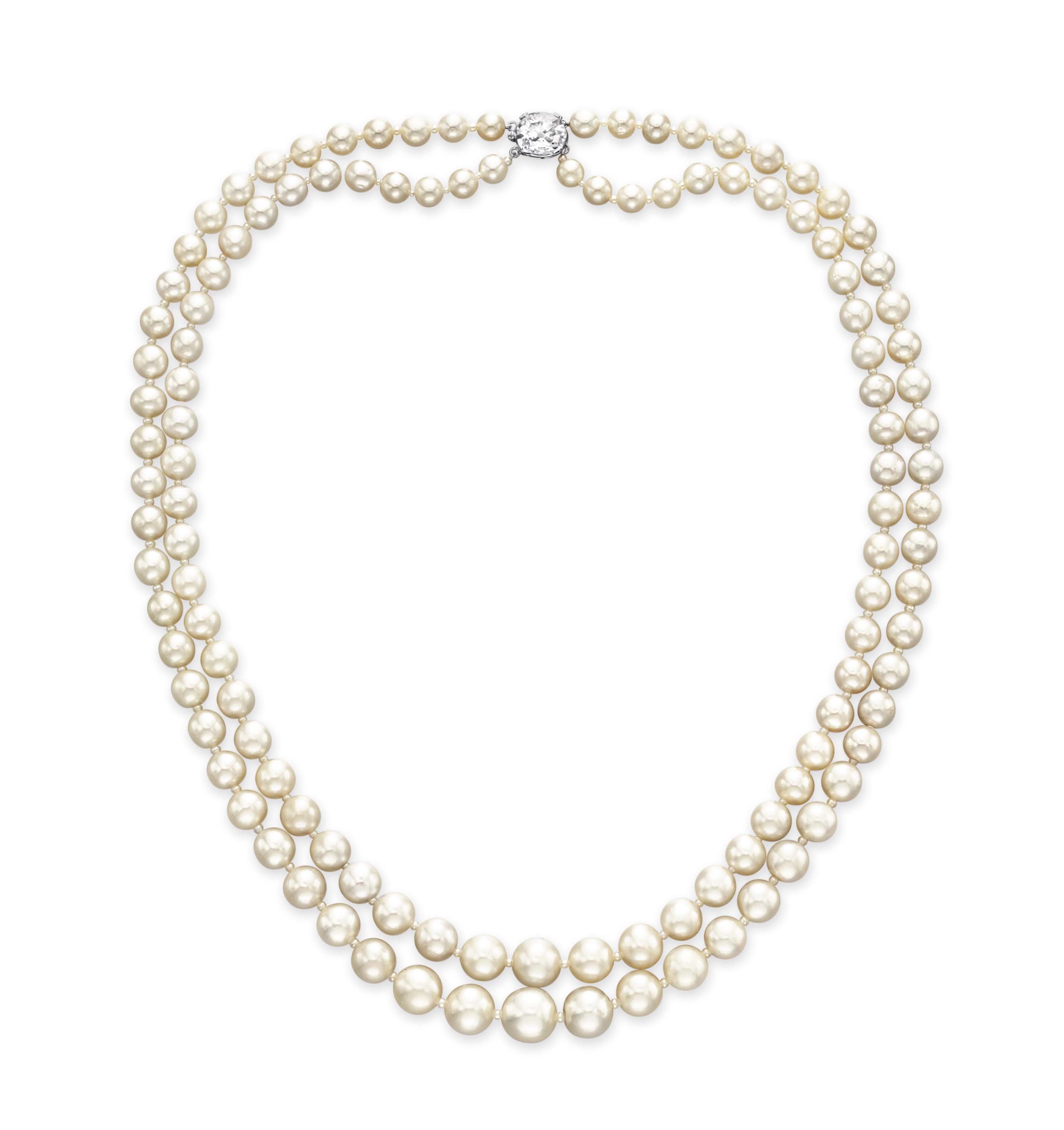 A TWO-STRAND NATURAL PEARL NECKLACE