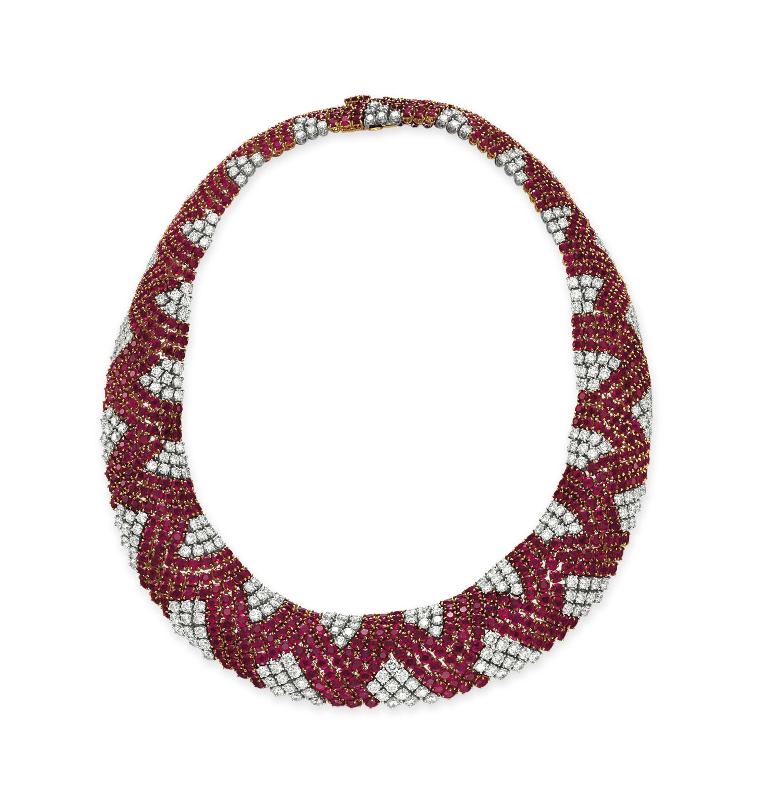 A DIAMOND AND RUBY NECKLACE | Christie's