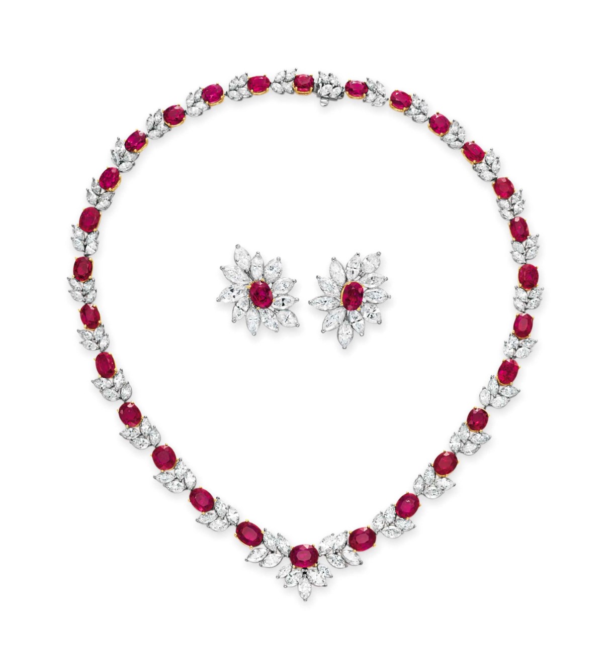 A SET OF RUBY AND DIAMOND JEWELRY