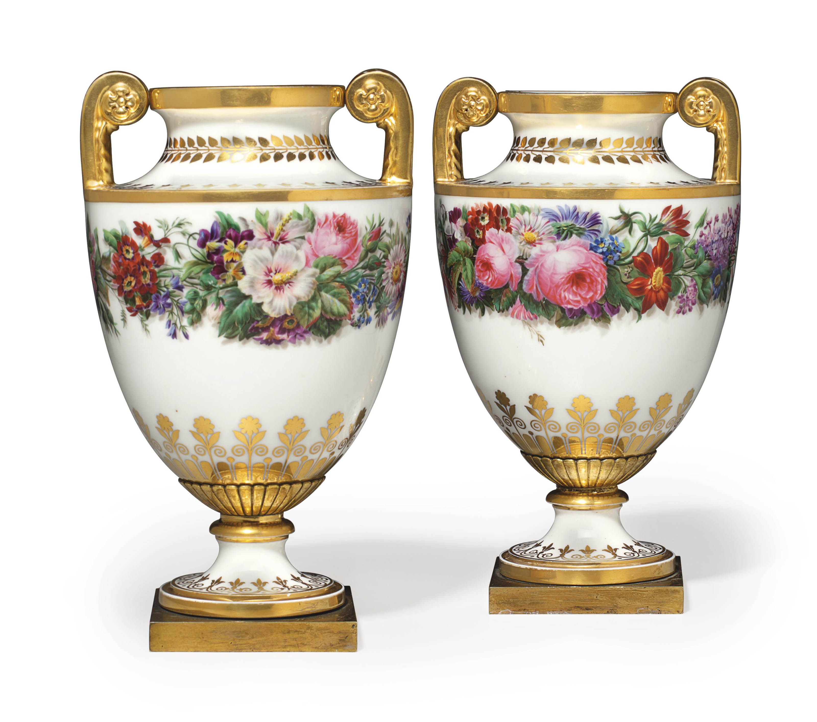 A PAIR OF SEVRES PORCELAIN 'VASES CLODION' , DATED 1827, BLUE