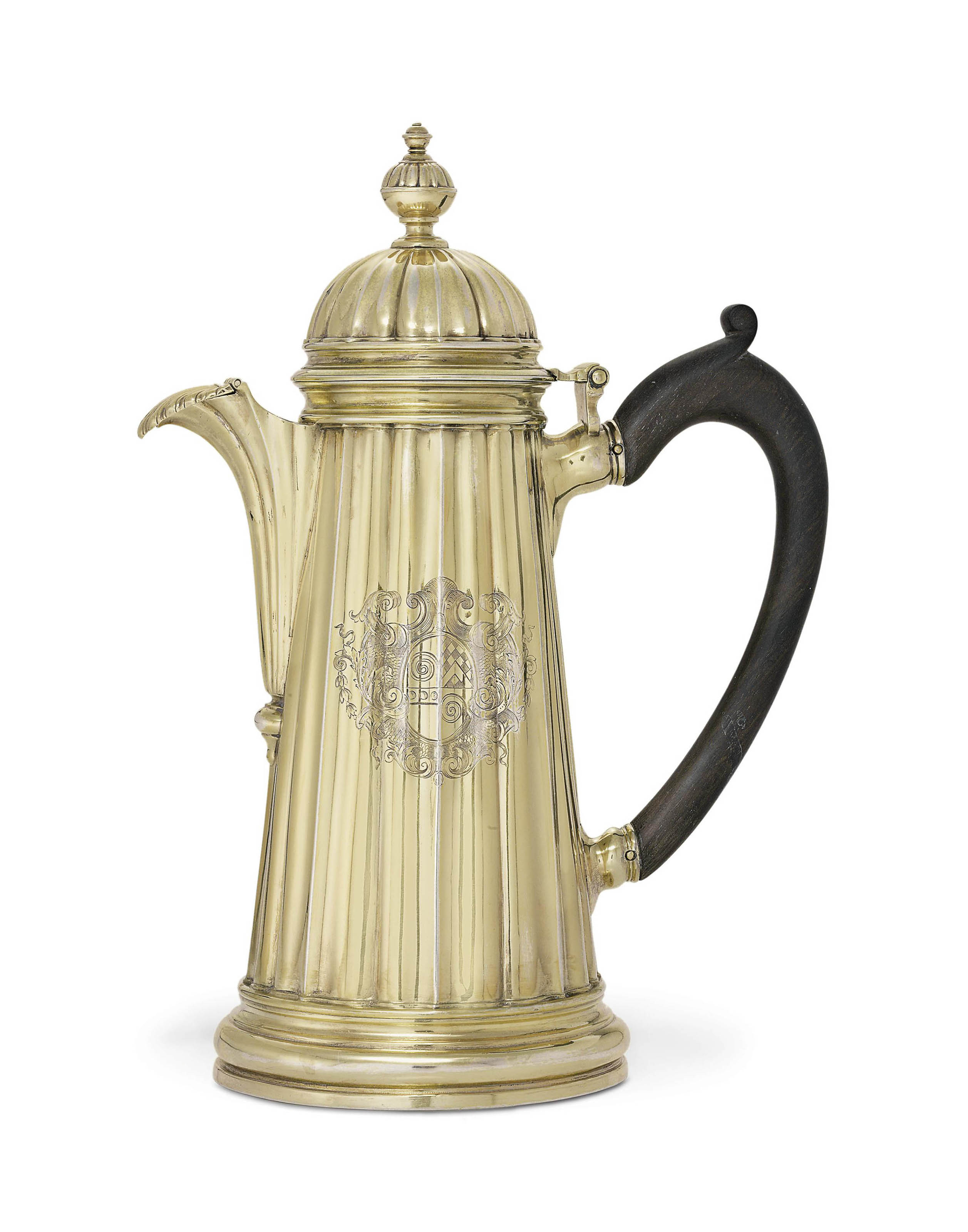 A QUEEN ANNE SILVERGILT COFFEE POT FROM THE PLATE , MARK OF