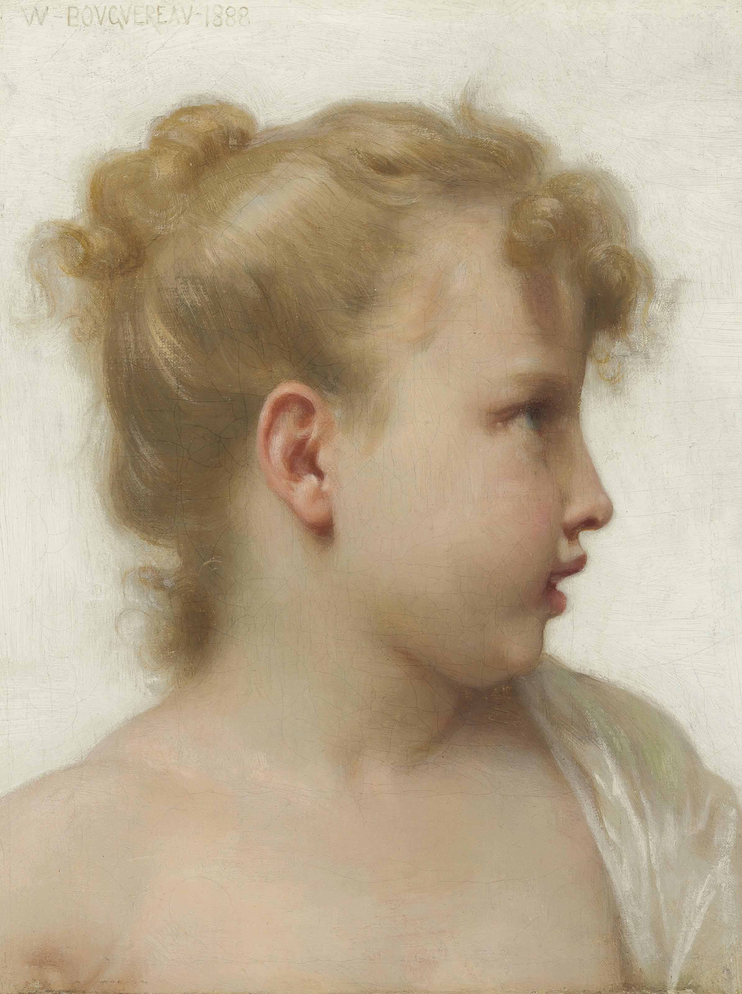 Etude: tête de petite fille (visage de profil) 
