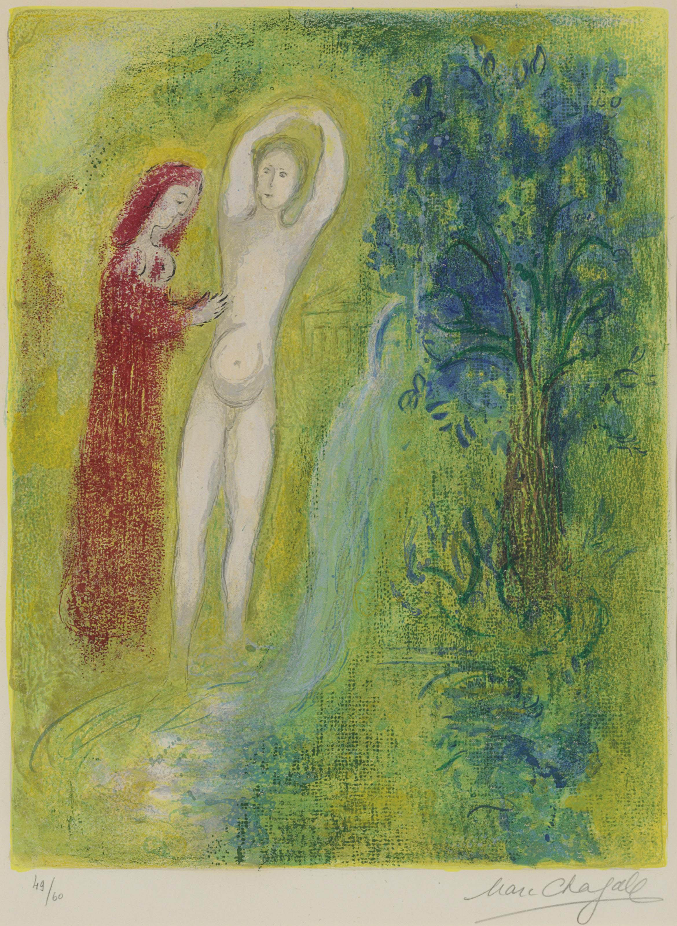 MARC CHAGALL , Daphnis et Chloé au Bord de la Fontaine ...
