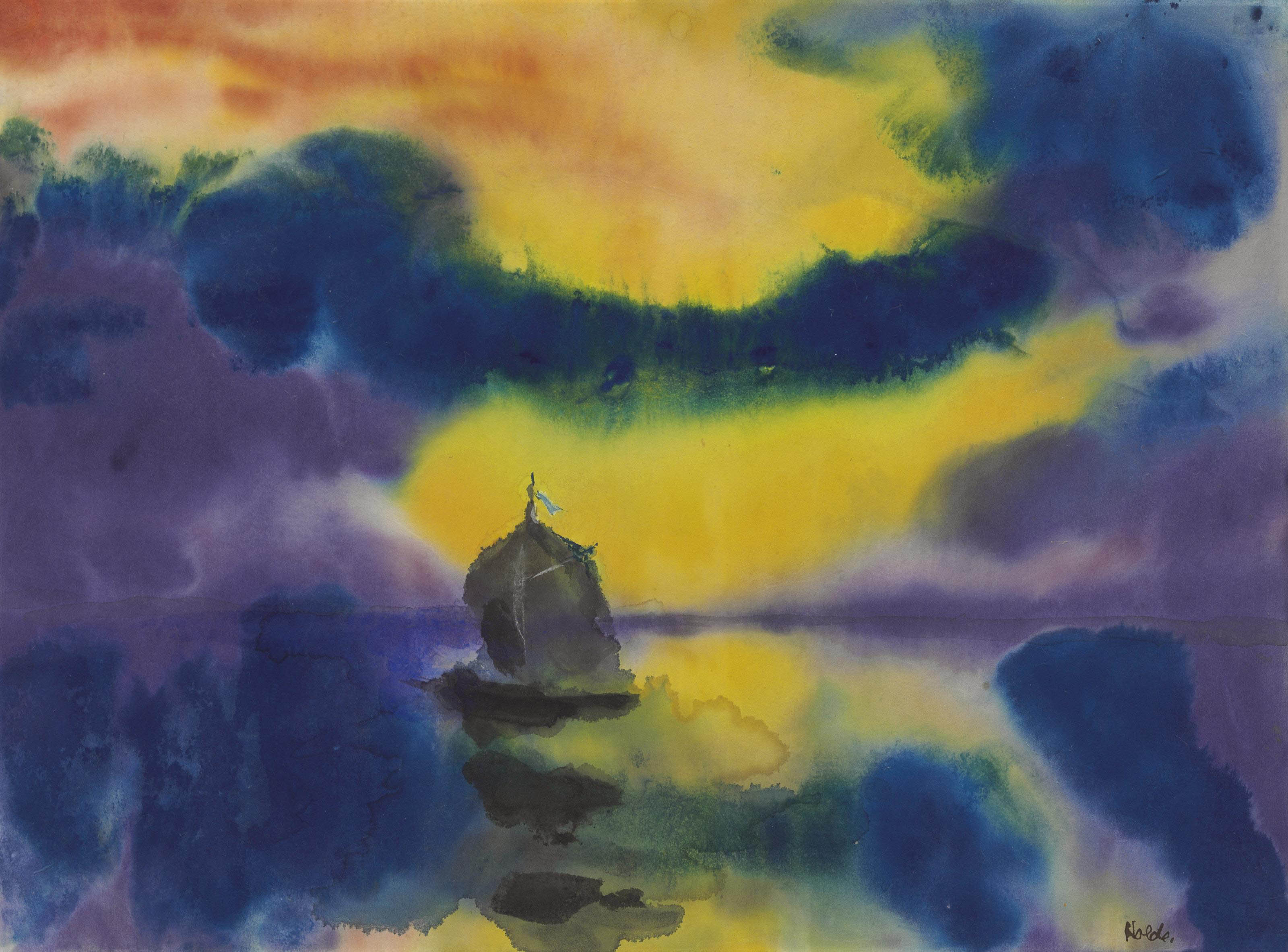 Emil Nolde (18671956) , Meer mit Abendhimmel und Segelboot Christie's