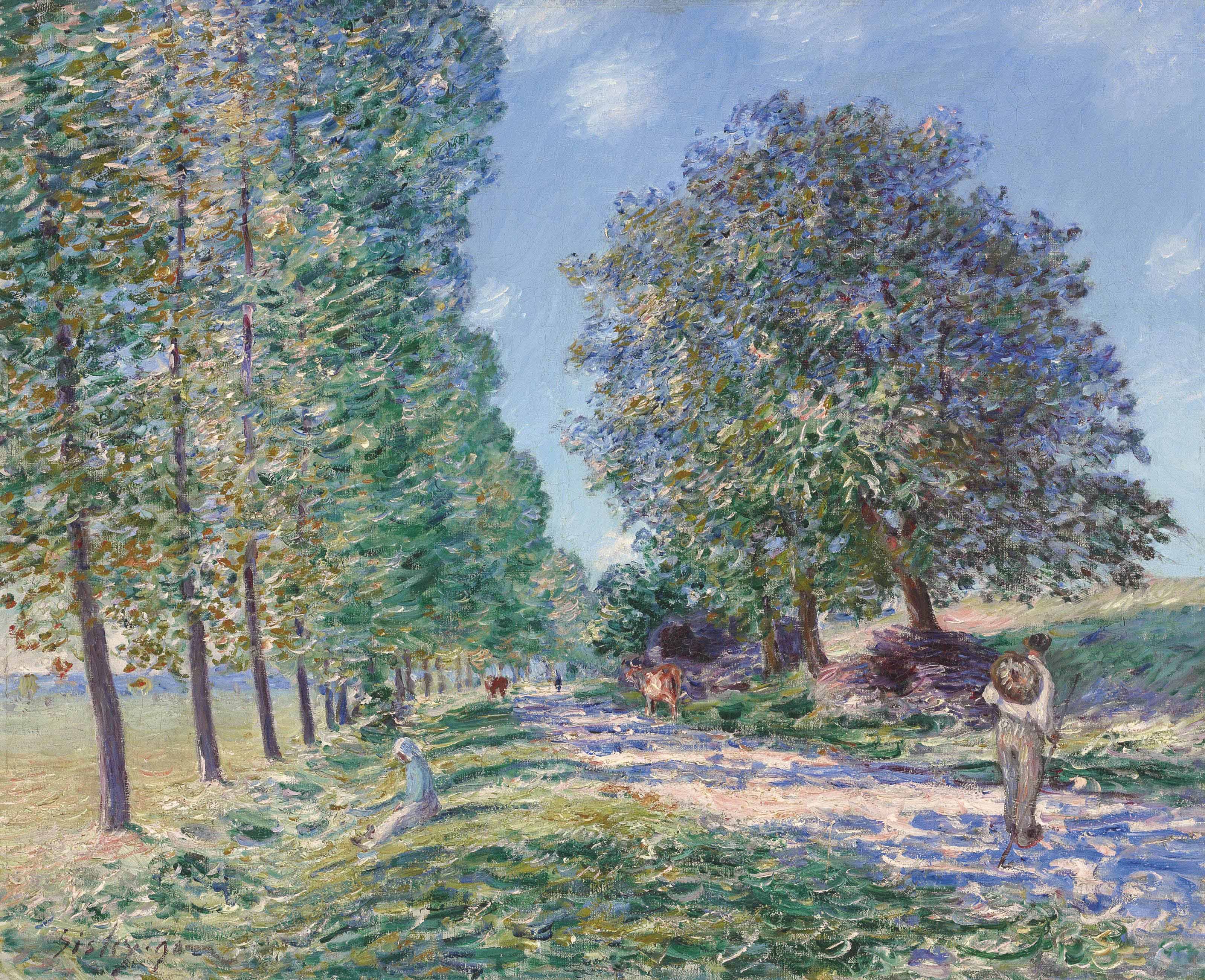 Alfred Sisley (1839-1899) , L'allée des peupliers à Moret au bord du Loing  | Christie's