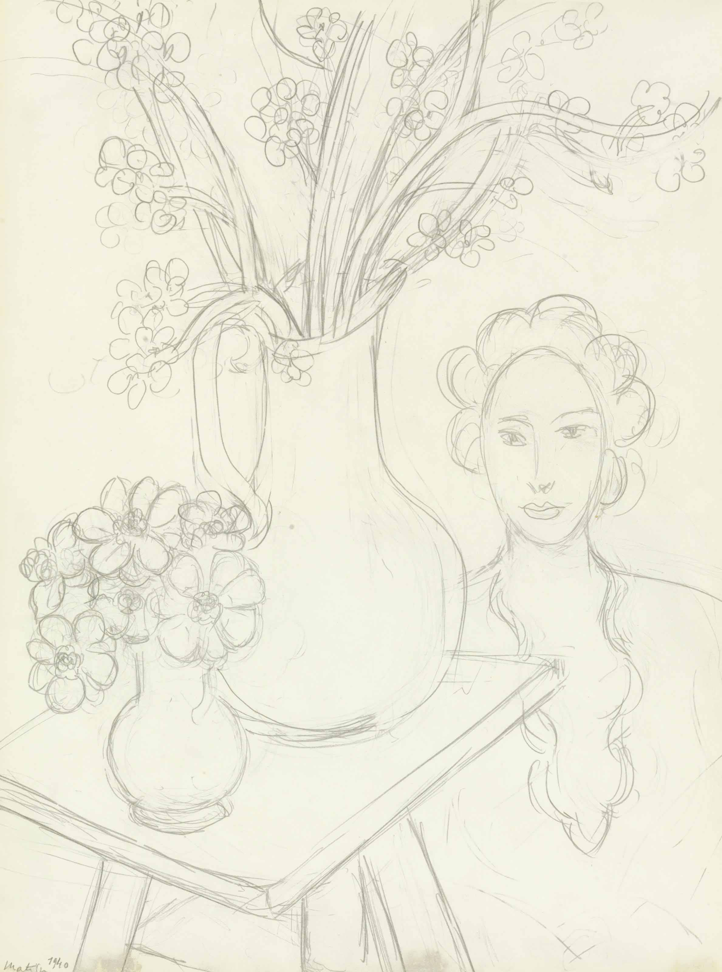 Femme et bouquets 
