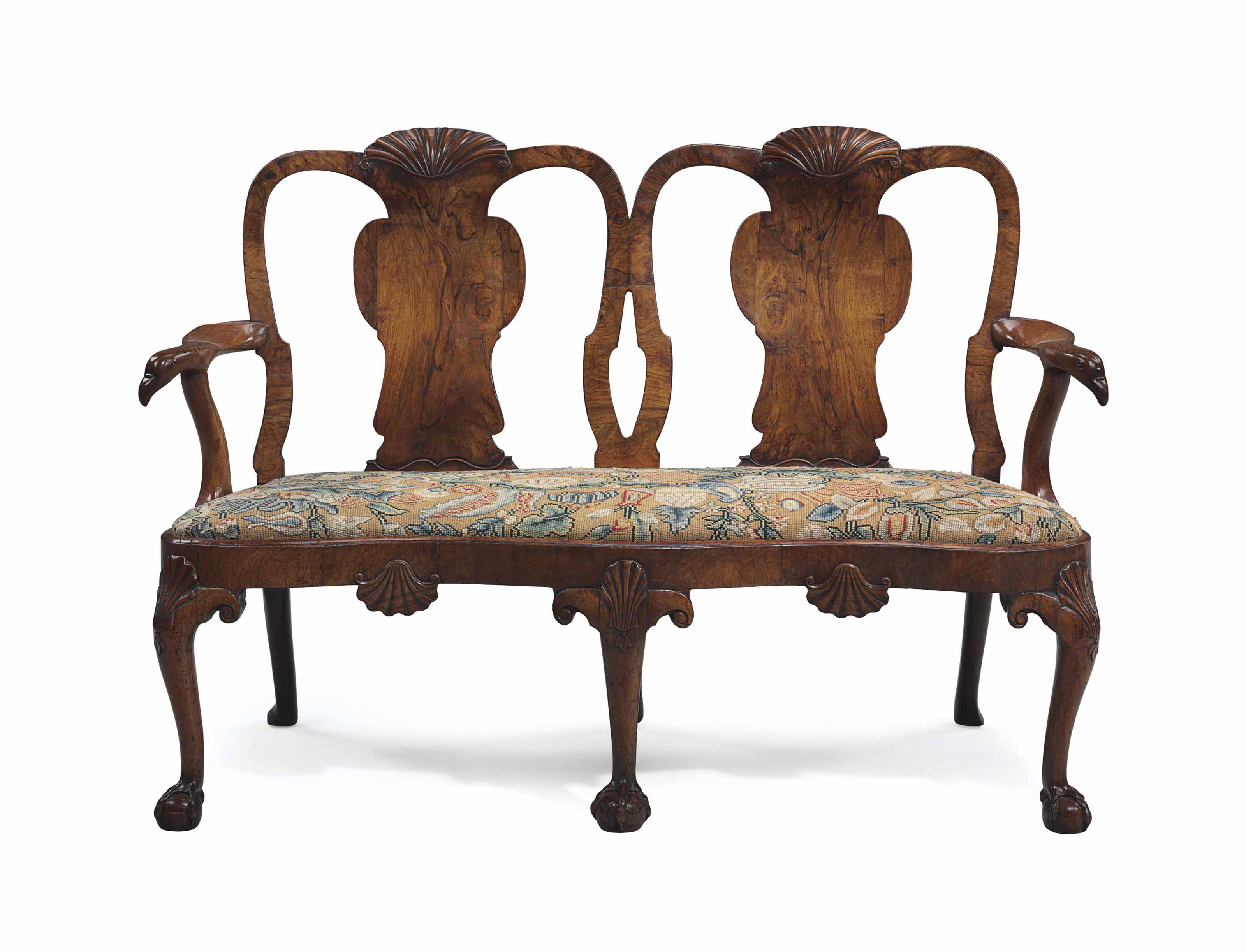 A George Ii Figured Walnut Double Chair Back Settee Circa 1725 Settee Furniture Lighting Christie S