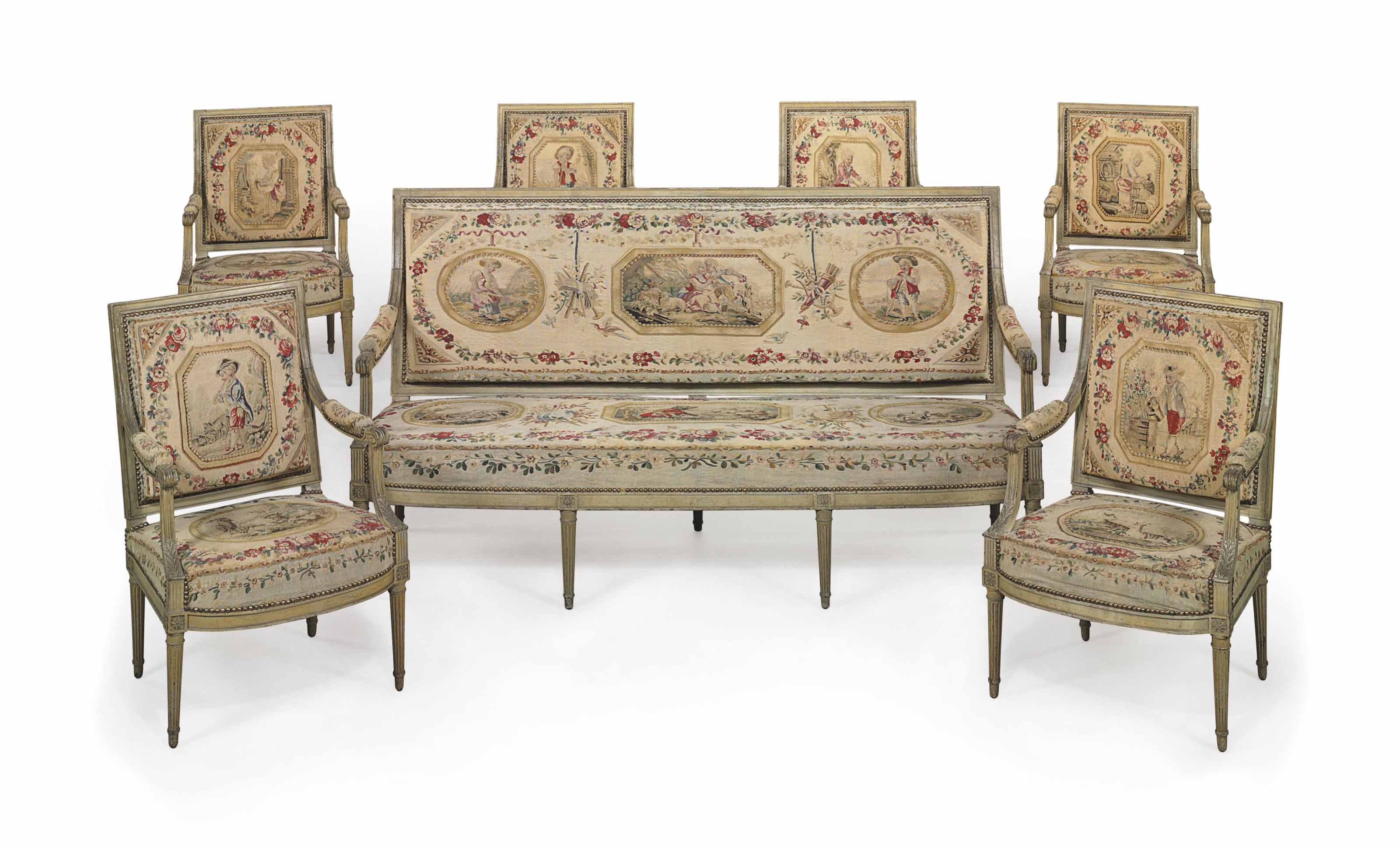 A SUITE OF LOUIS XVI SEAT FURNITURE , BY HENRI JACOB, CIRCA 1780