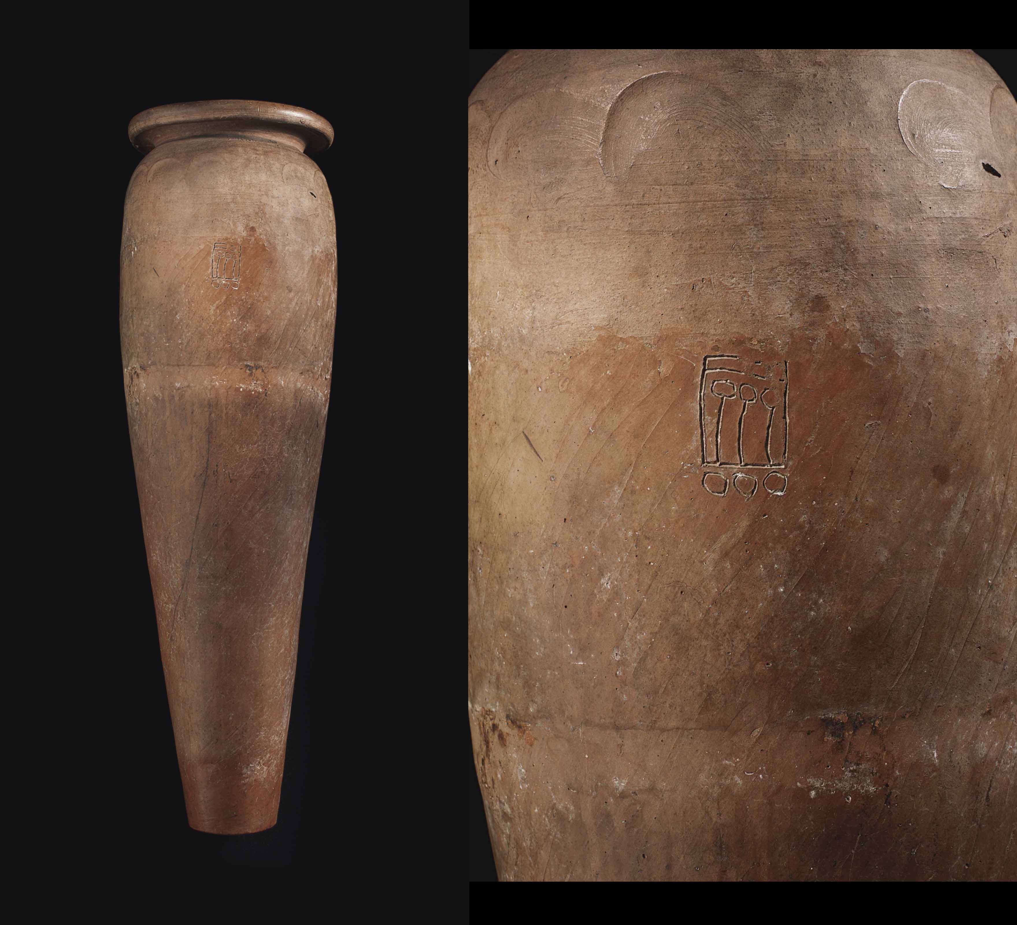 AN EGYPTIAN POTTERY JAR , PREDYNASTIC PERIOD, NAQADA III, 33003100 B.C