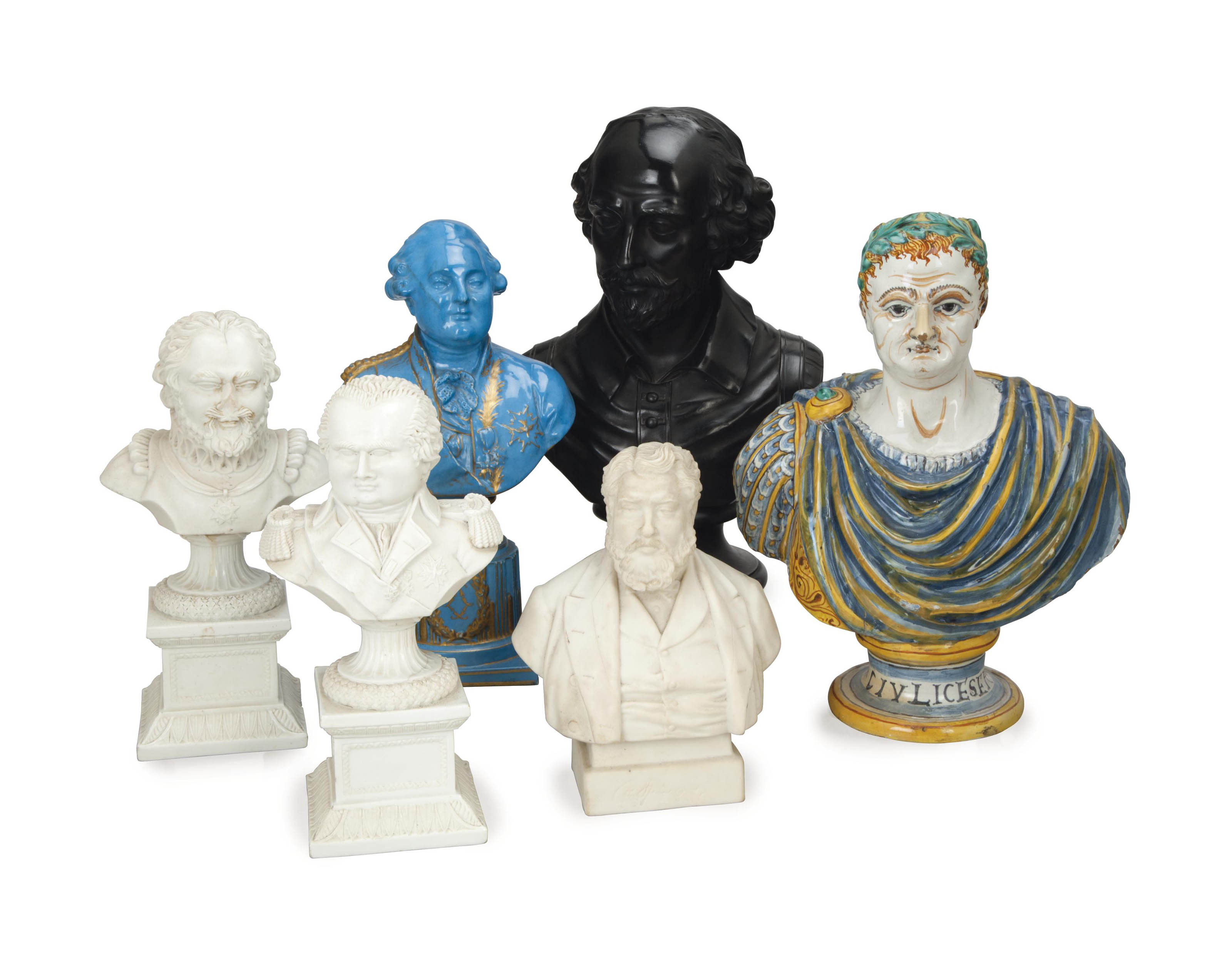 SIX BUSTS DEPICTING HISTORICAL FIGURES, , THE BLACK BASALTES WITH