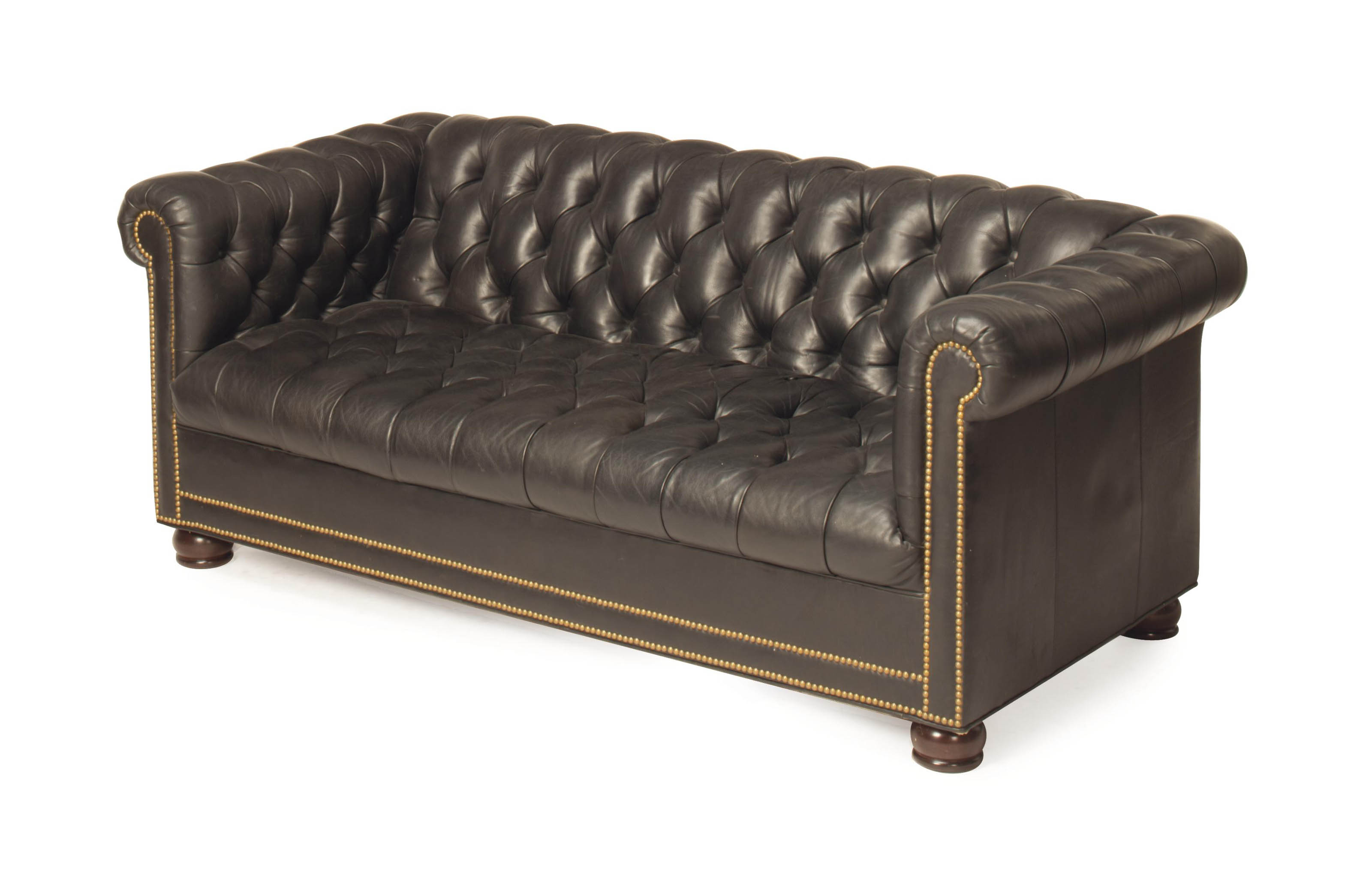 black leather button sofa