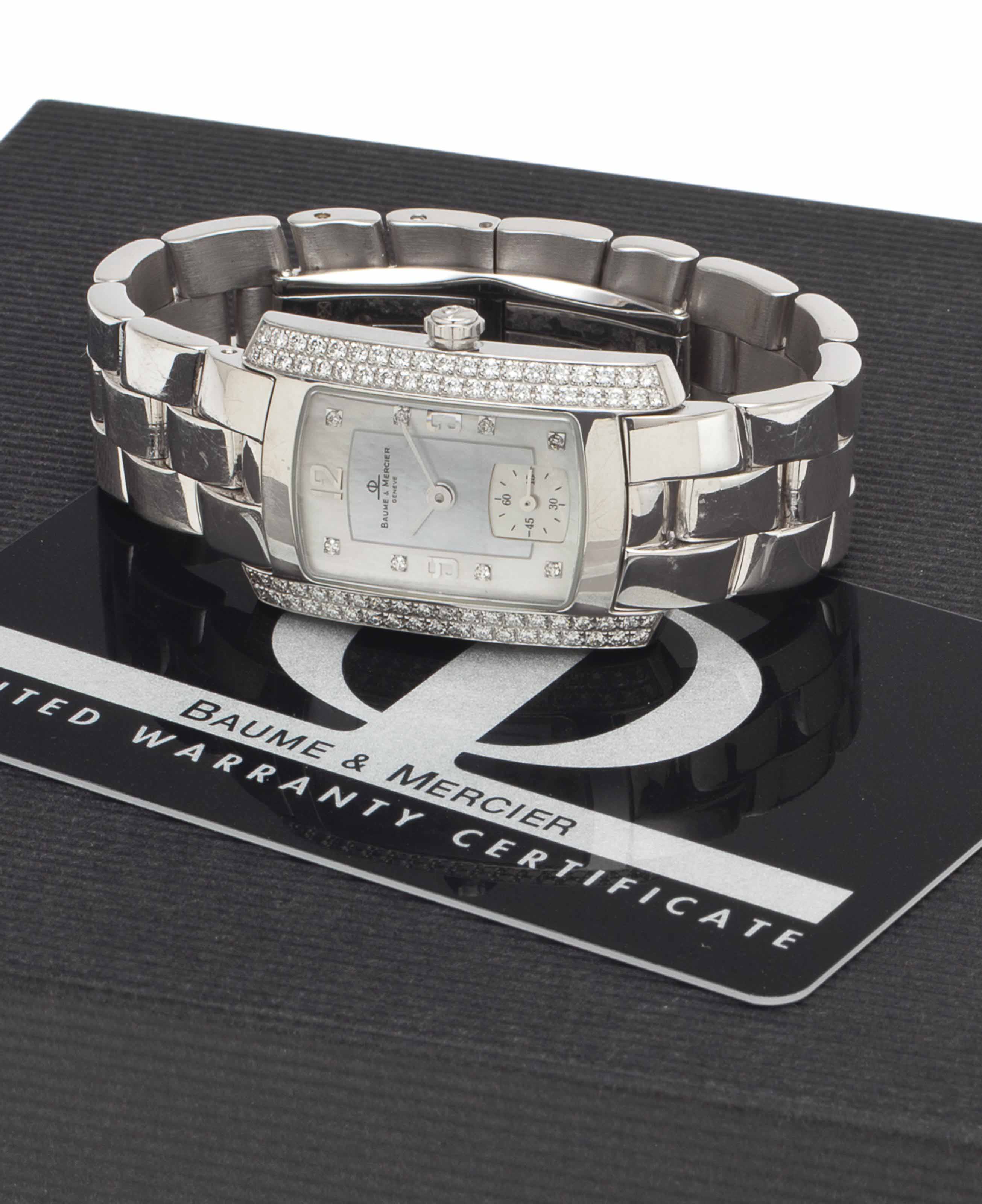 Baume & Mercier. A Lady's Fine 18k White Gold, Mother-of-Pearl and