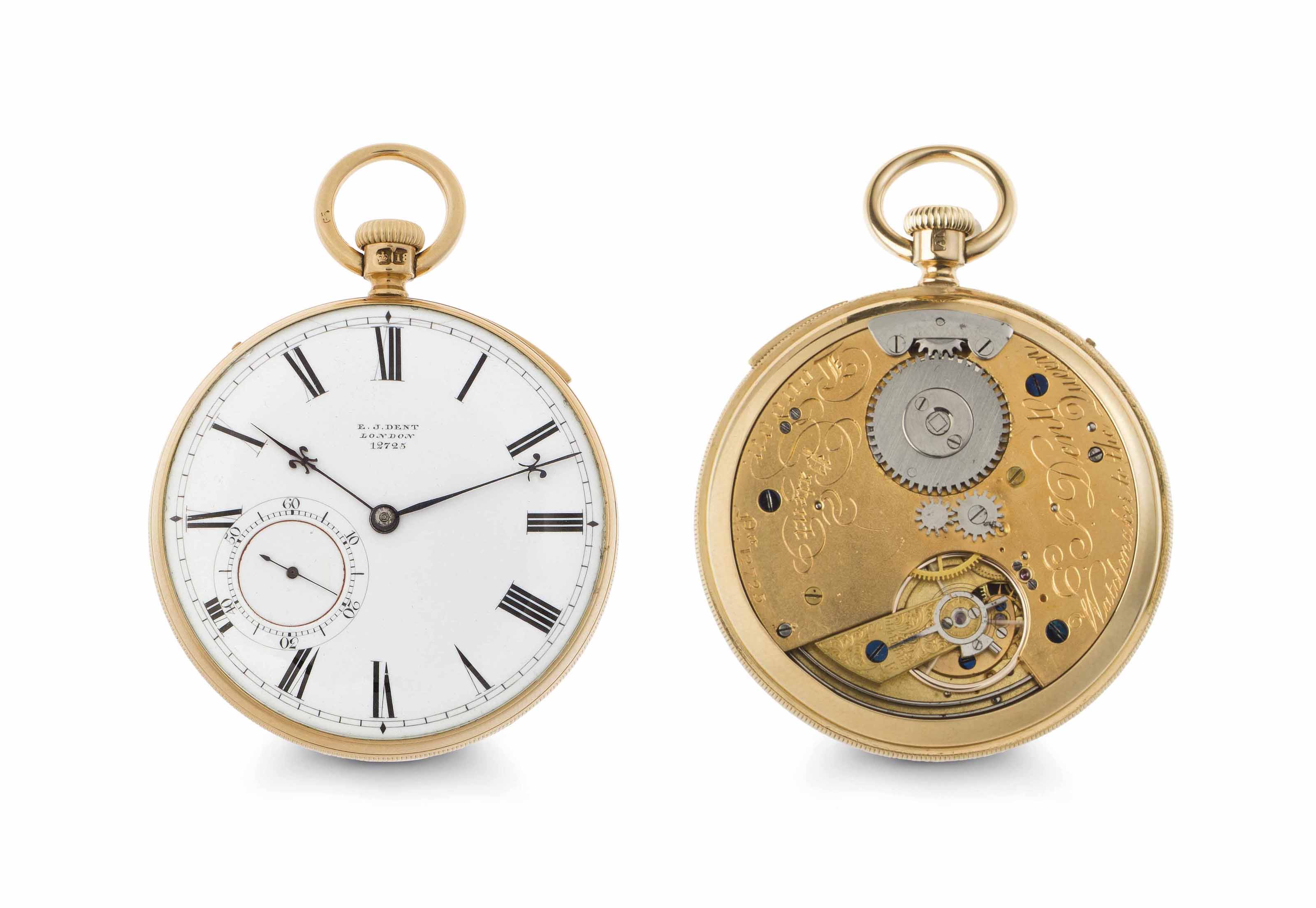 Dent. A Fine 18k Gold Openface Minute Repeating Keyless Duplex Pocket