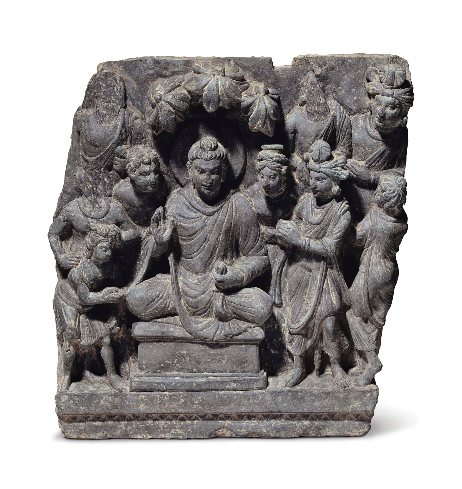A gray schist relief of Buddha with attendants , GANDHARA, 2ND/3RD ...