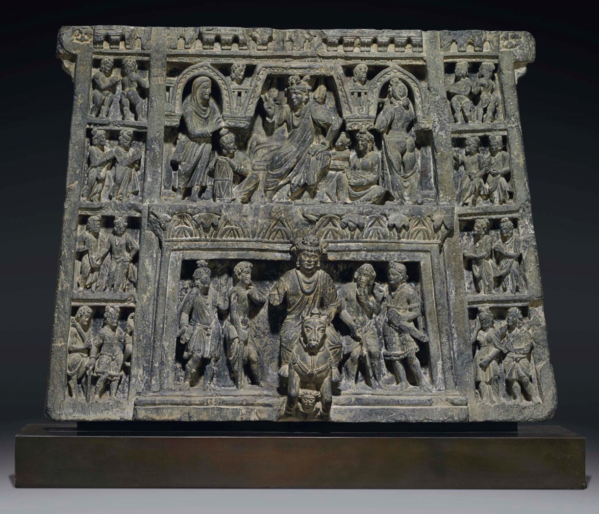 A gray schist relief with The Great Departure , GANDHARA, 2ND/3RD ...