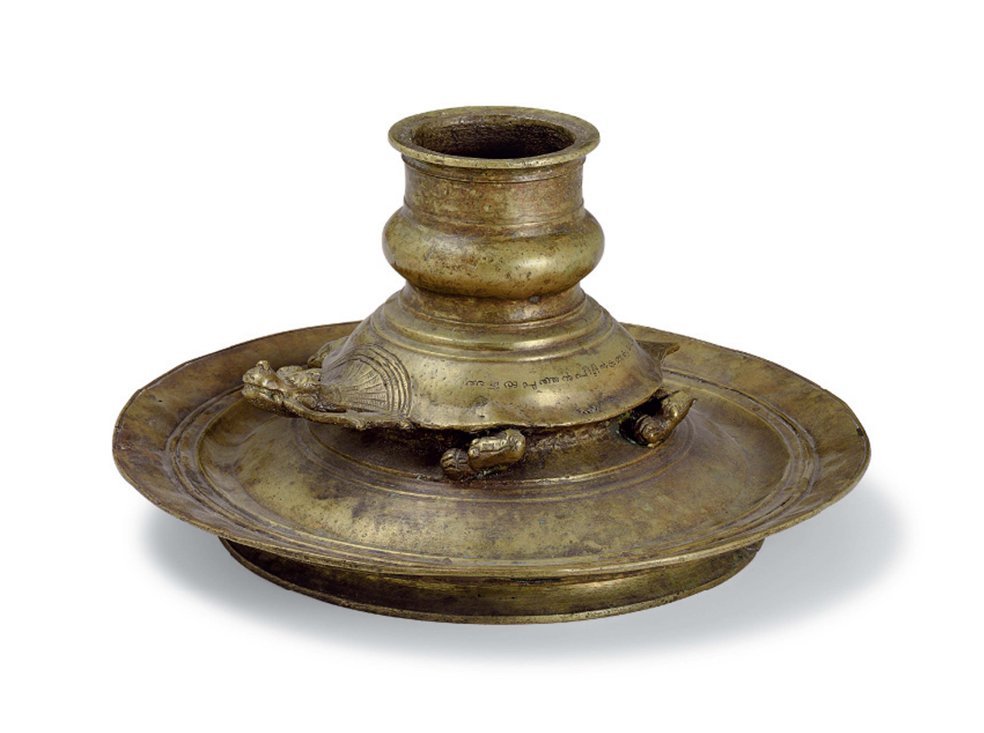 A large bronze lamp base depicting the turtle kurma , INDIA, KERALA