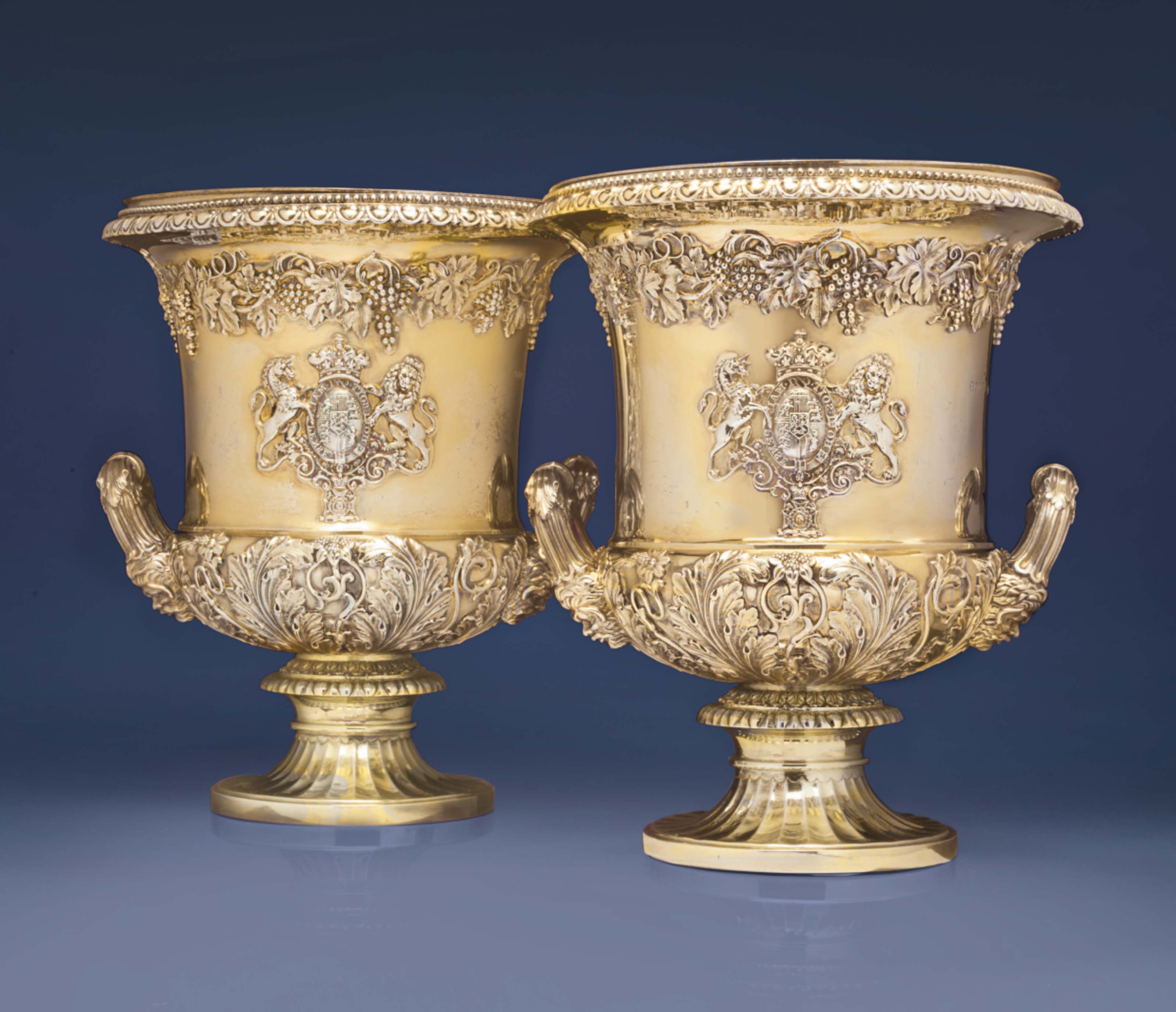 A PAIR OF REGENCY SILVERGILT WINE COOLERS , MARK OF ROBERT GARRARD I, LONDON, 1816 Christie's