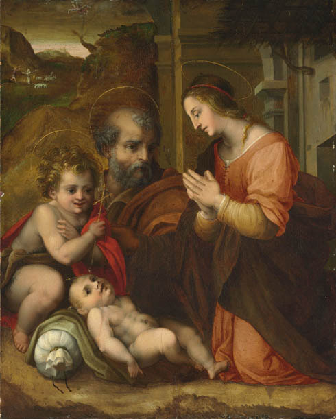 Circle of Andrea del Sarto (Florence 1486-1530) , The Holy Family with ...