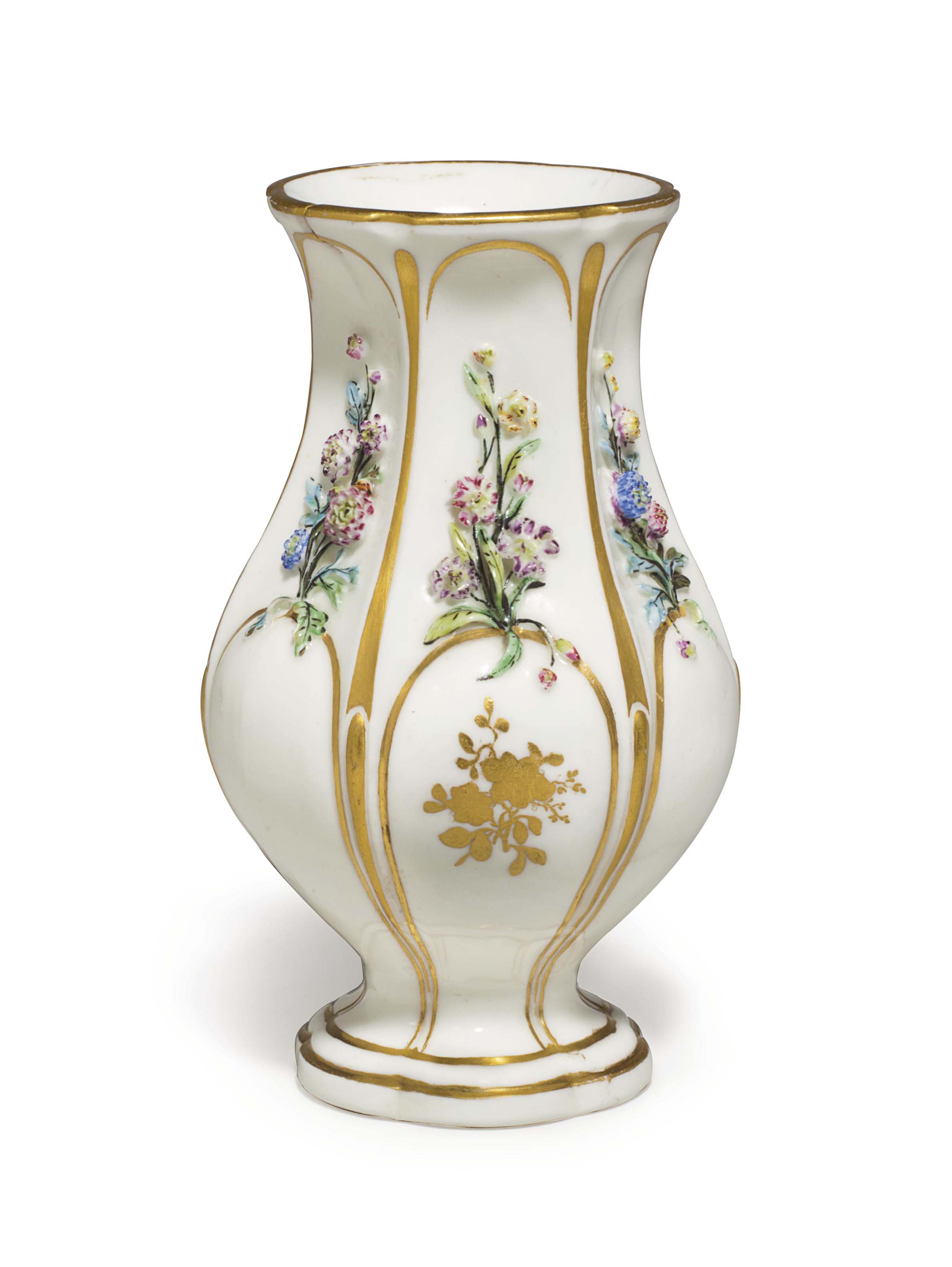 A VINCENNES PORCELAIN HEXAGONAL VASE (VASE A RELIEF TURC) , BLUE