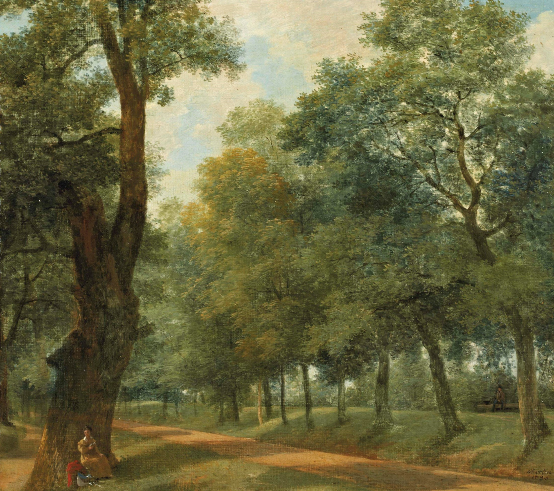 JEANVICTOR BERTIN (PARIS 17671842) , Liseuse au pied d'un arbre