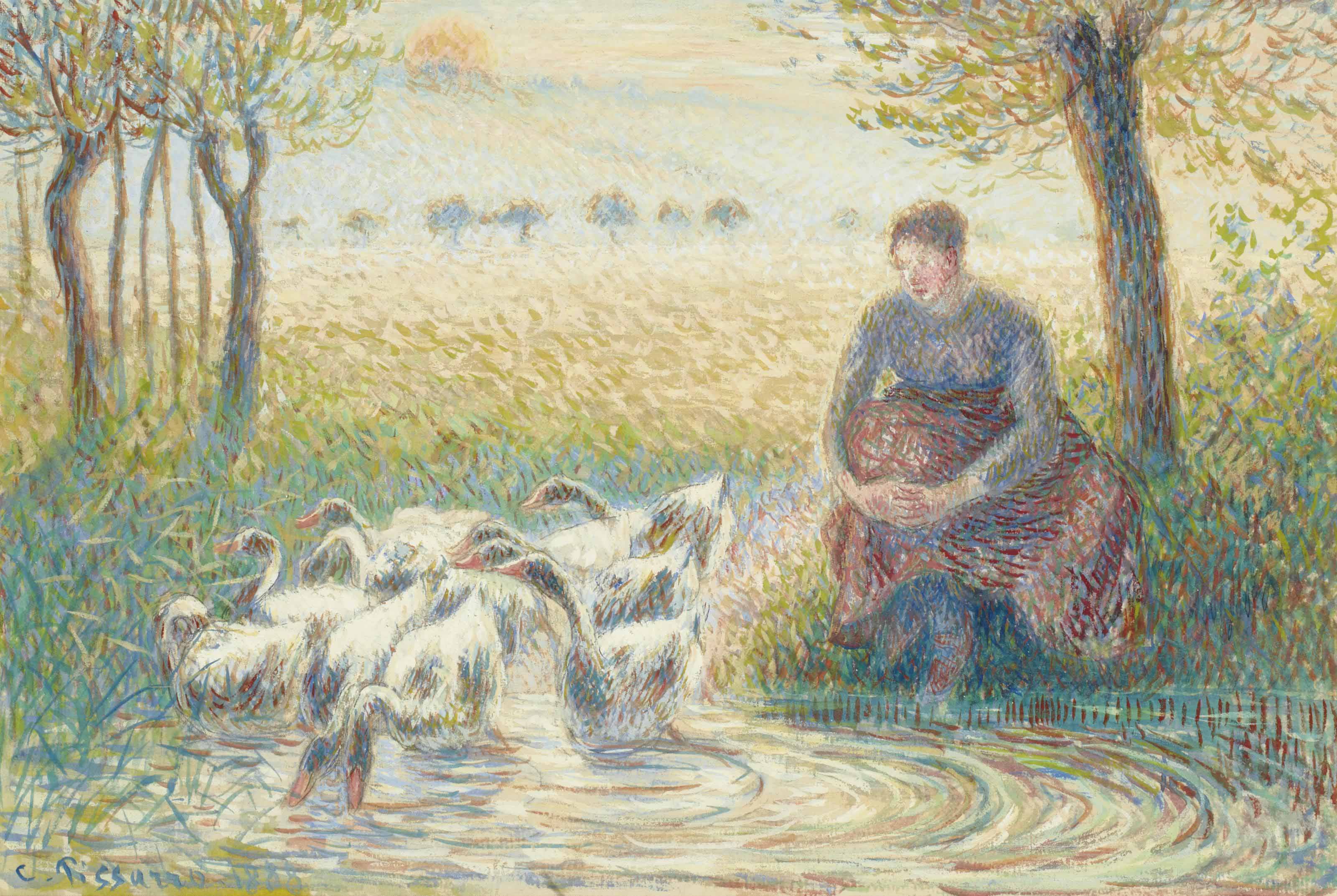 La Gardeuse D Oies à La Fontaine Camille Pissarro (1830-1903) , La gardeuse d'oies | Christie's