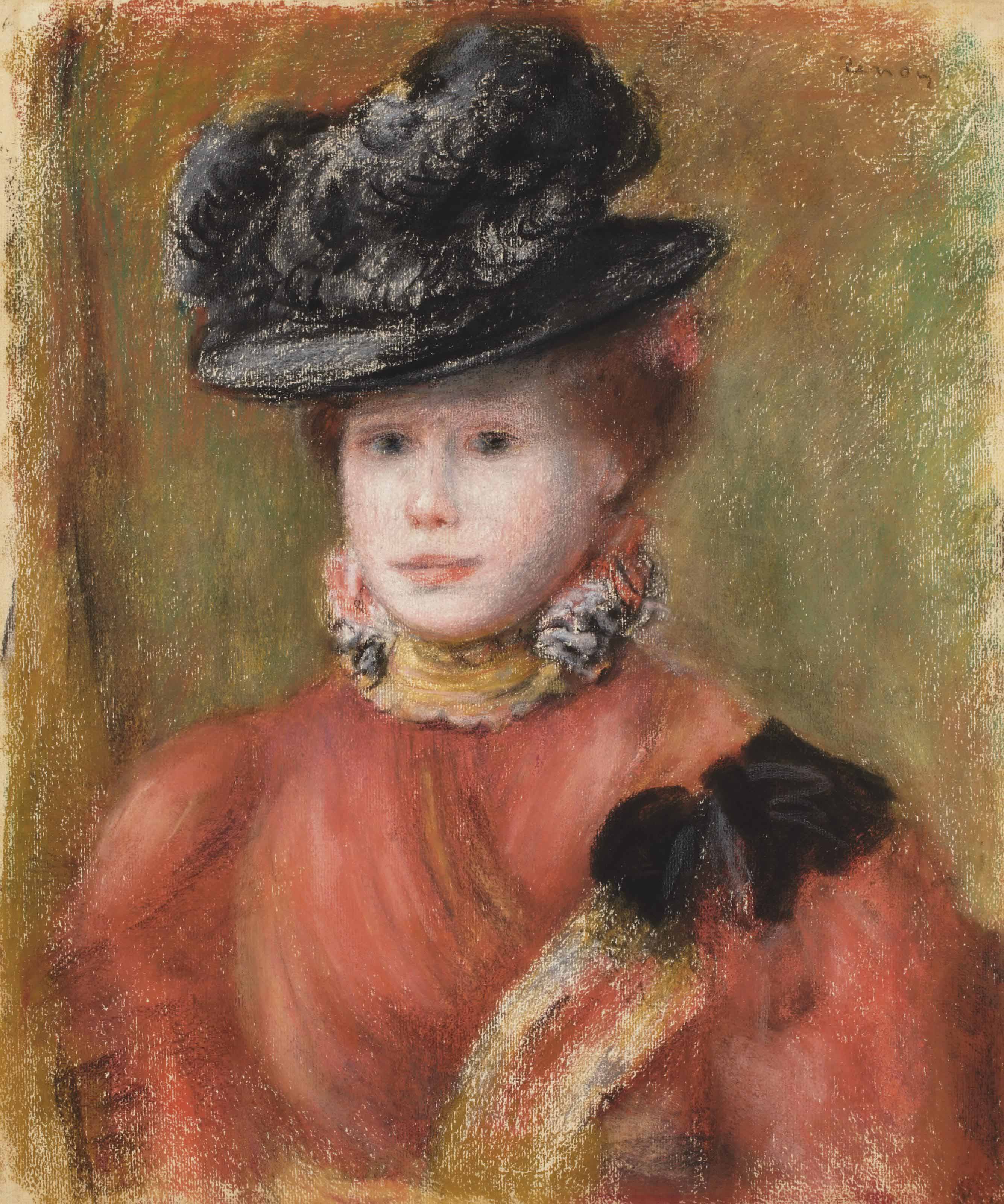 ルノワール、「JEUNE FEMME AU CORSAGE ROUGE」 Portrait of a young woman (Jeune femme au corsage | ピエール