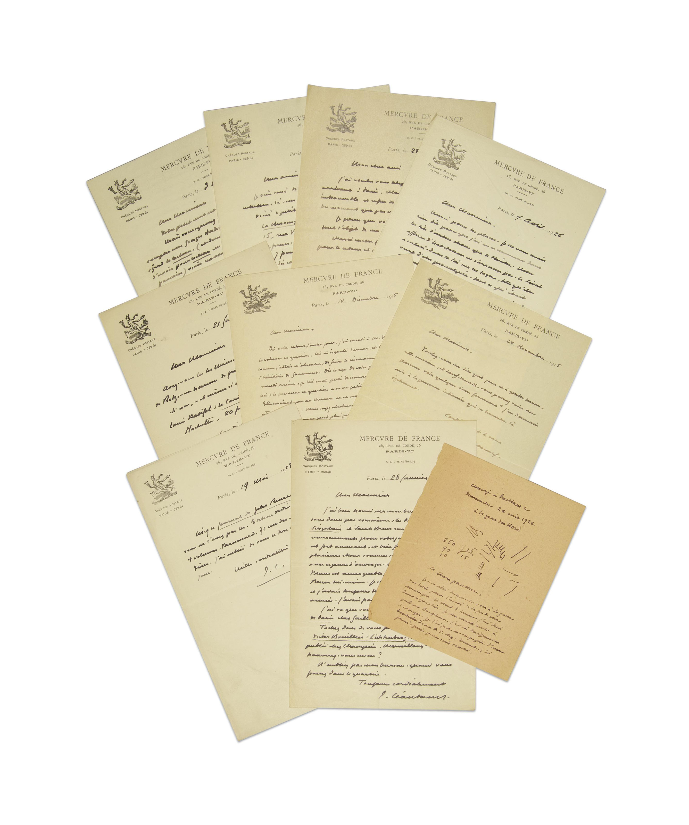 Leautaud Paul 1872 1956 Correspondance Autographe Et Epreuves 1 4 Lettres Autographes Signees Dont 3