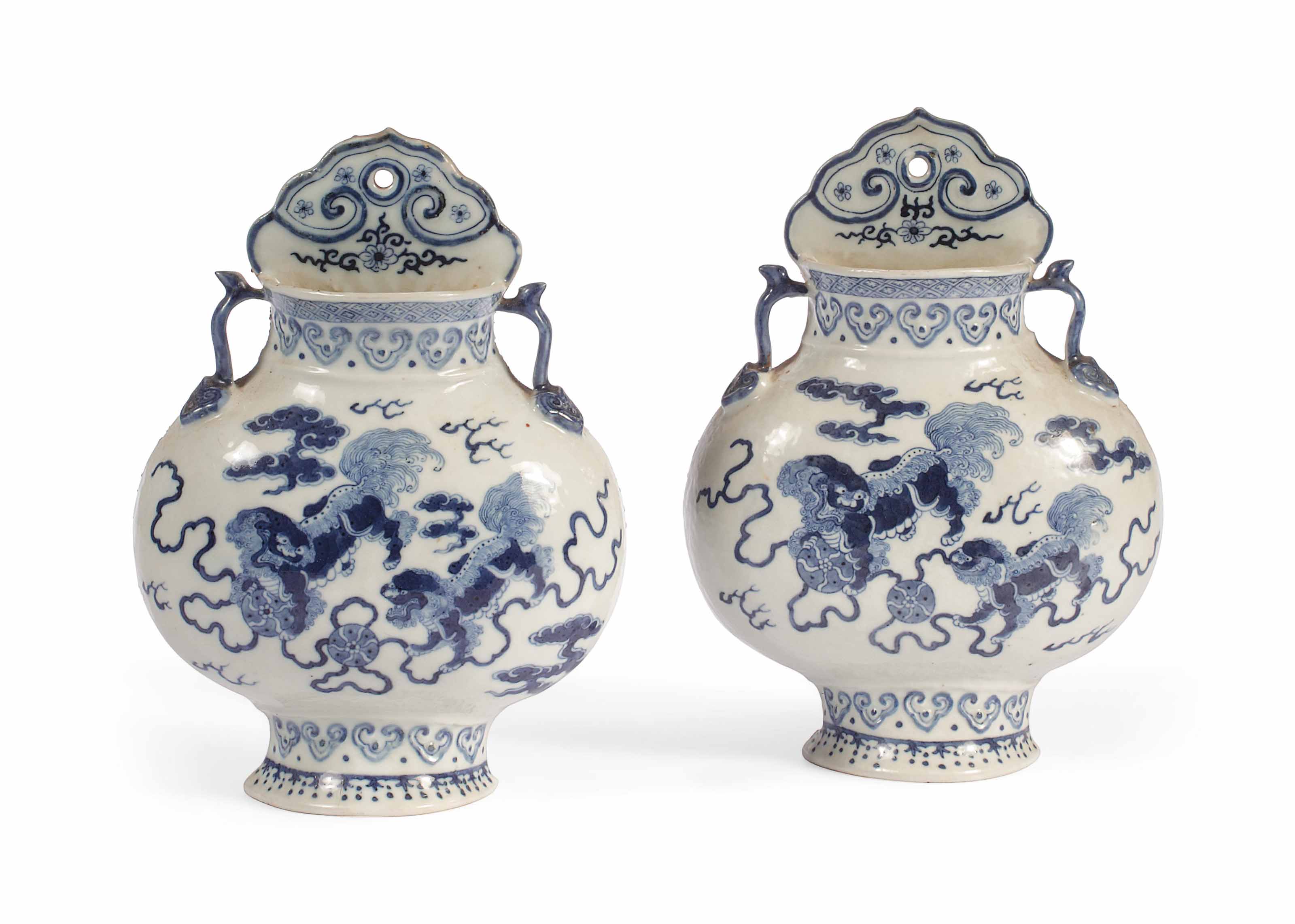 A Pair Of Chinese Blue And White Wall Vases 19th Century All Other Categories Of Objects Vases Christie S