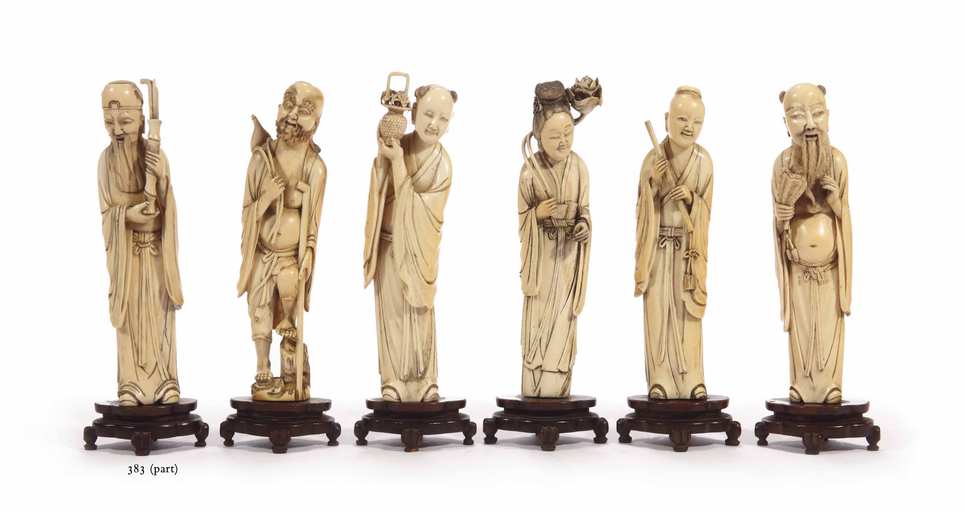A Matched Set Of Eight Chinese Ivory Figures Of Immortals Their reaction showed the king which was the real mother. eight chinese ivory figures of immortals