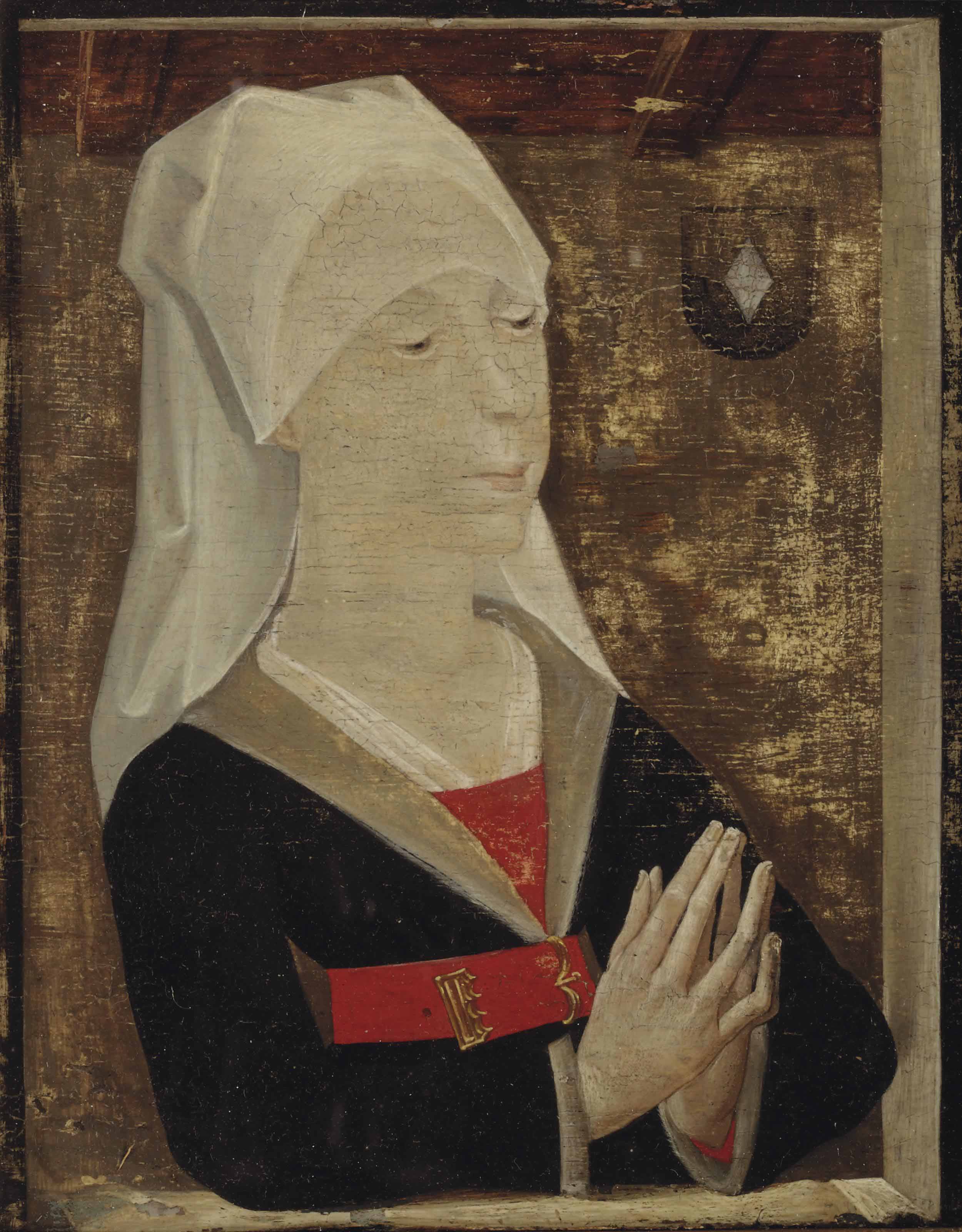 Flemish School 15th Century Portrait Of A Lady Half Length In