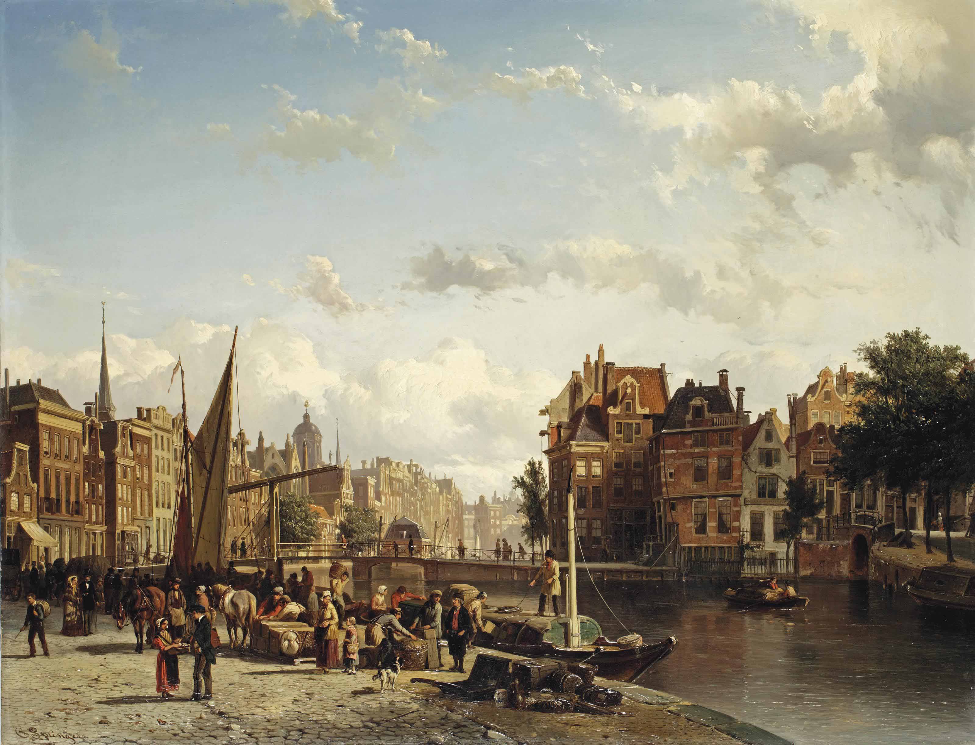 Cornelis Springer Amsterdam 1817 1891 Hilversum View Of