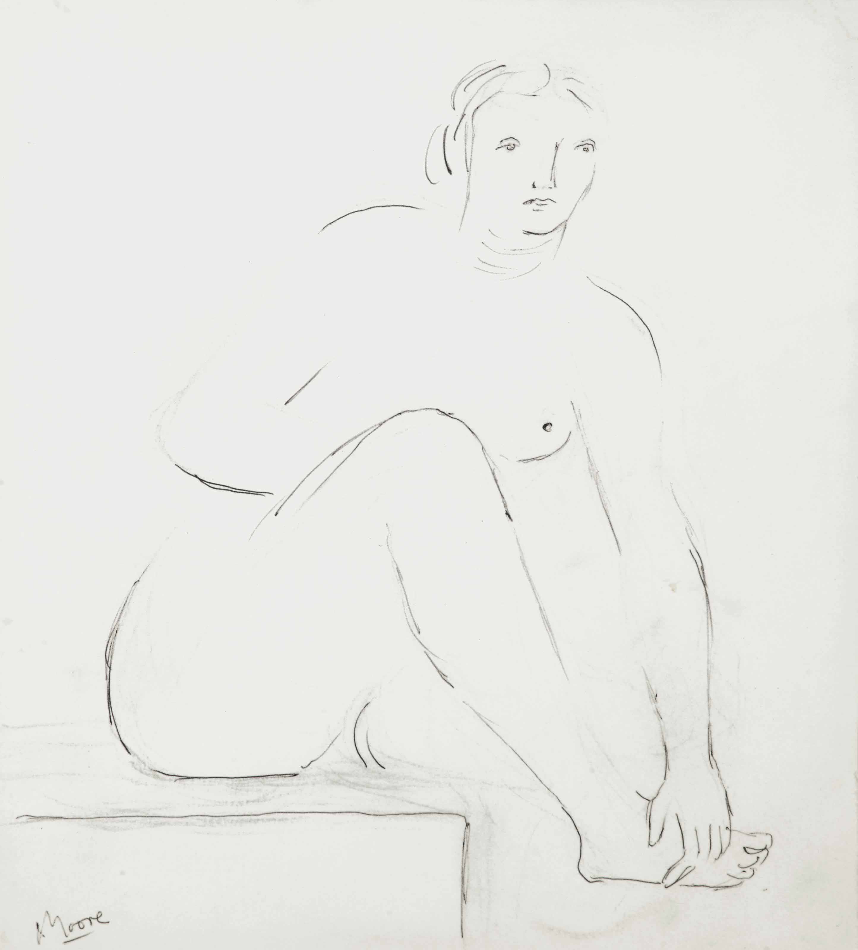 Seated woman holding her right foot II 
