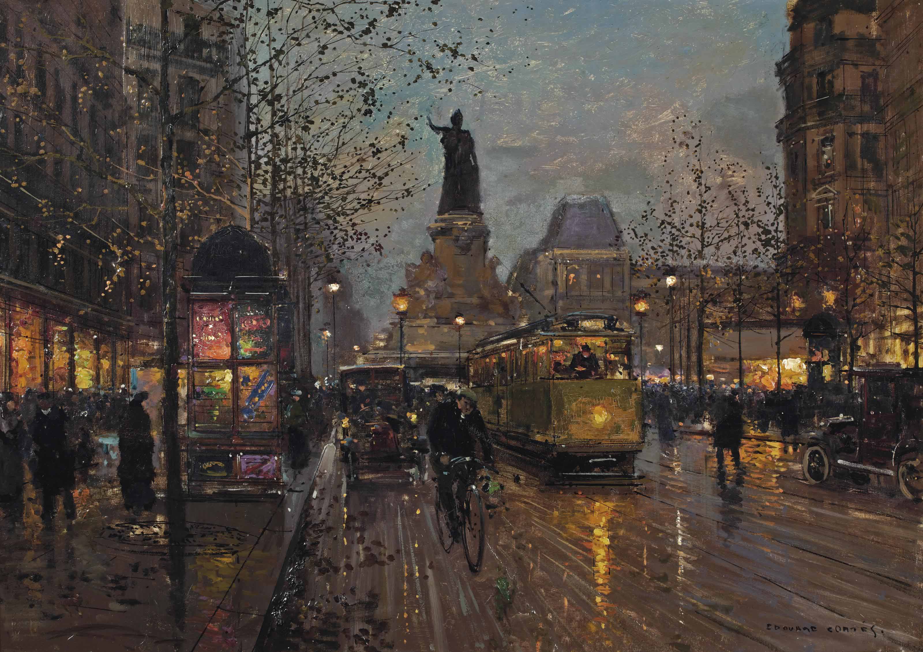 Edouard Cortes 1882 1969 Place De La Republique Et Rue Du