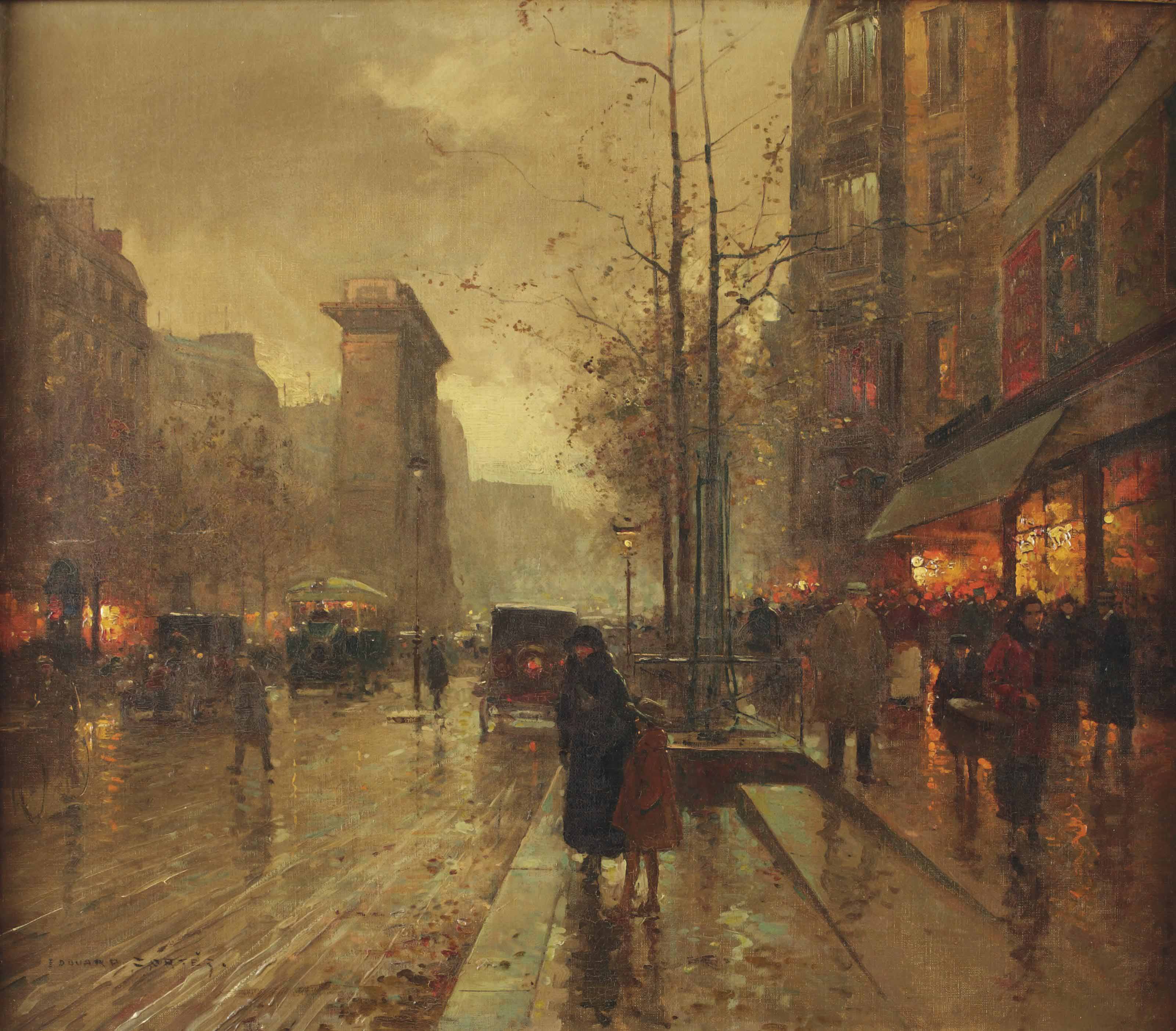 Edouard Cortès (1882-1969) , An evening stroll along the Boulevard
