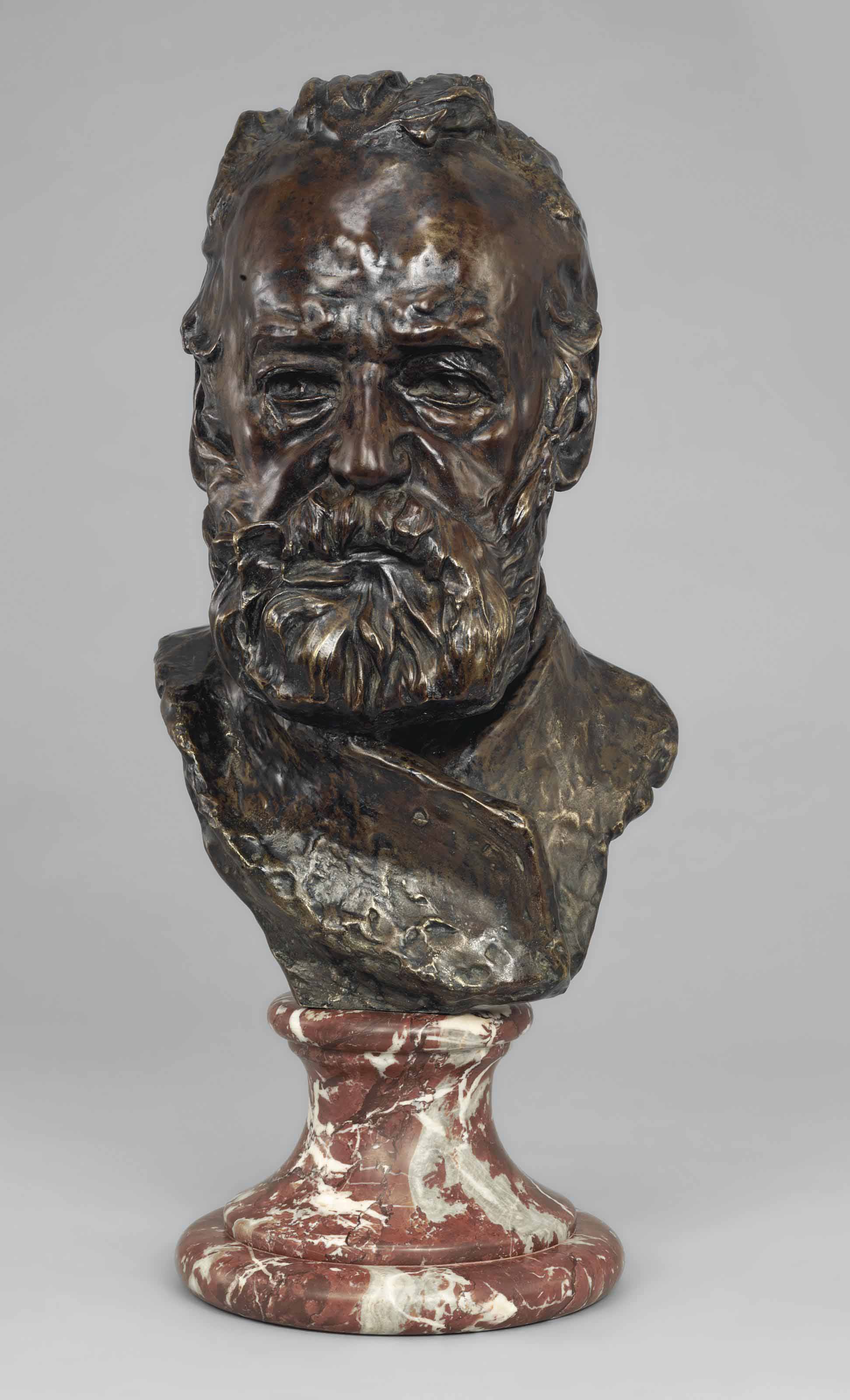 Buste de Victor Hugo, dit 'à l'Illustre Maître', version sans piédouche, type I
