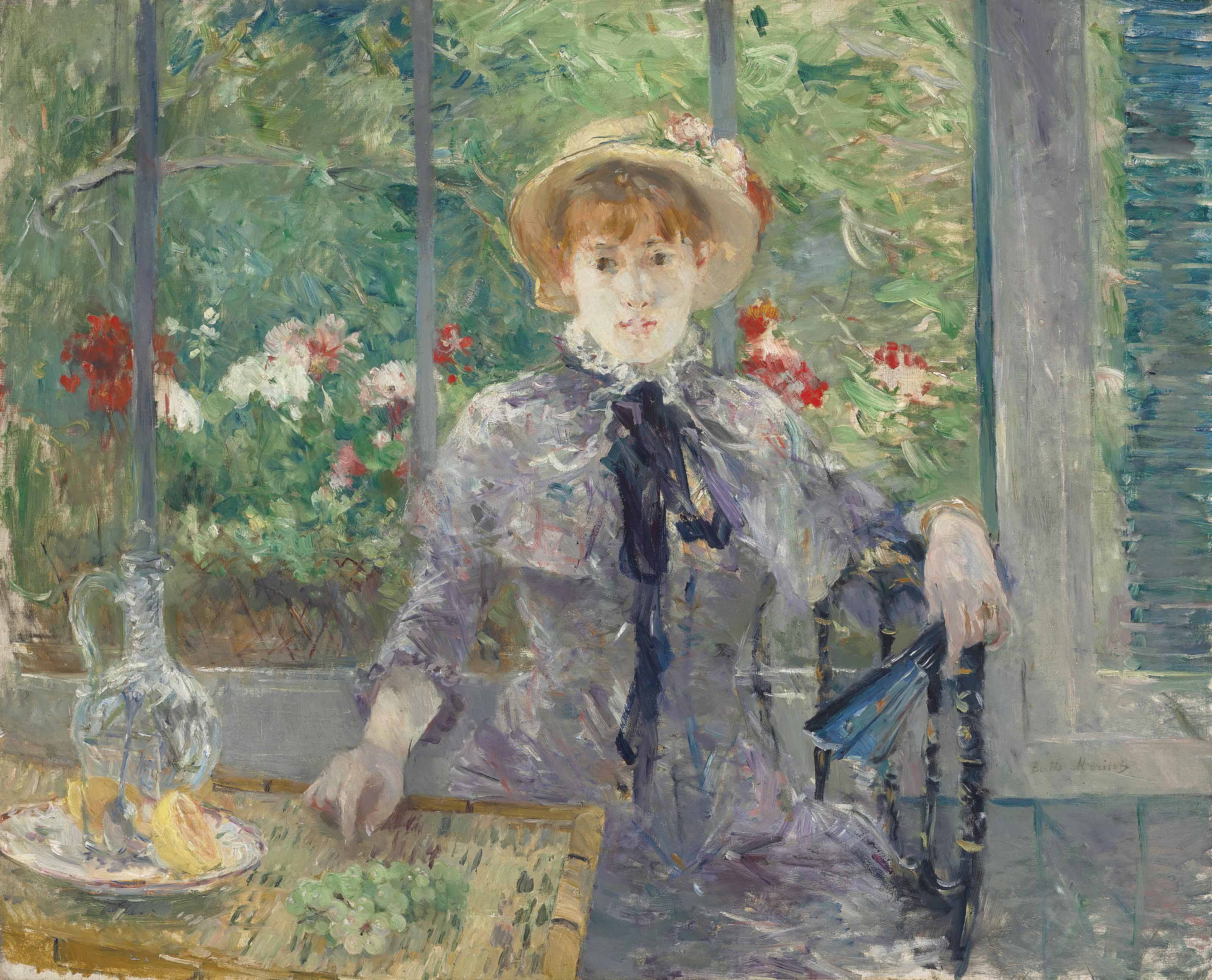 Berthe Morisot (1841-1895), Apr&egrave;s le d&eacute;jeuner, 1881. Oil on canvas. 31⅞ x 39⅜  in (81 x 100  cm). Sold for &pound;6,985,250 on 6 February 2013 at Christie&rsquo;s in London