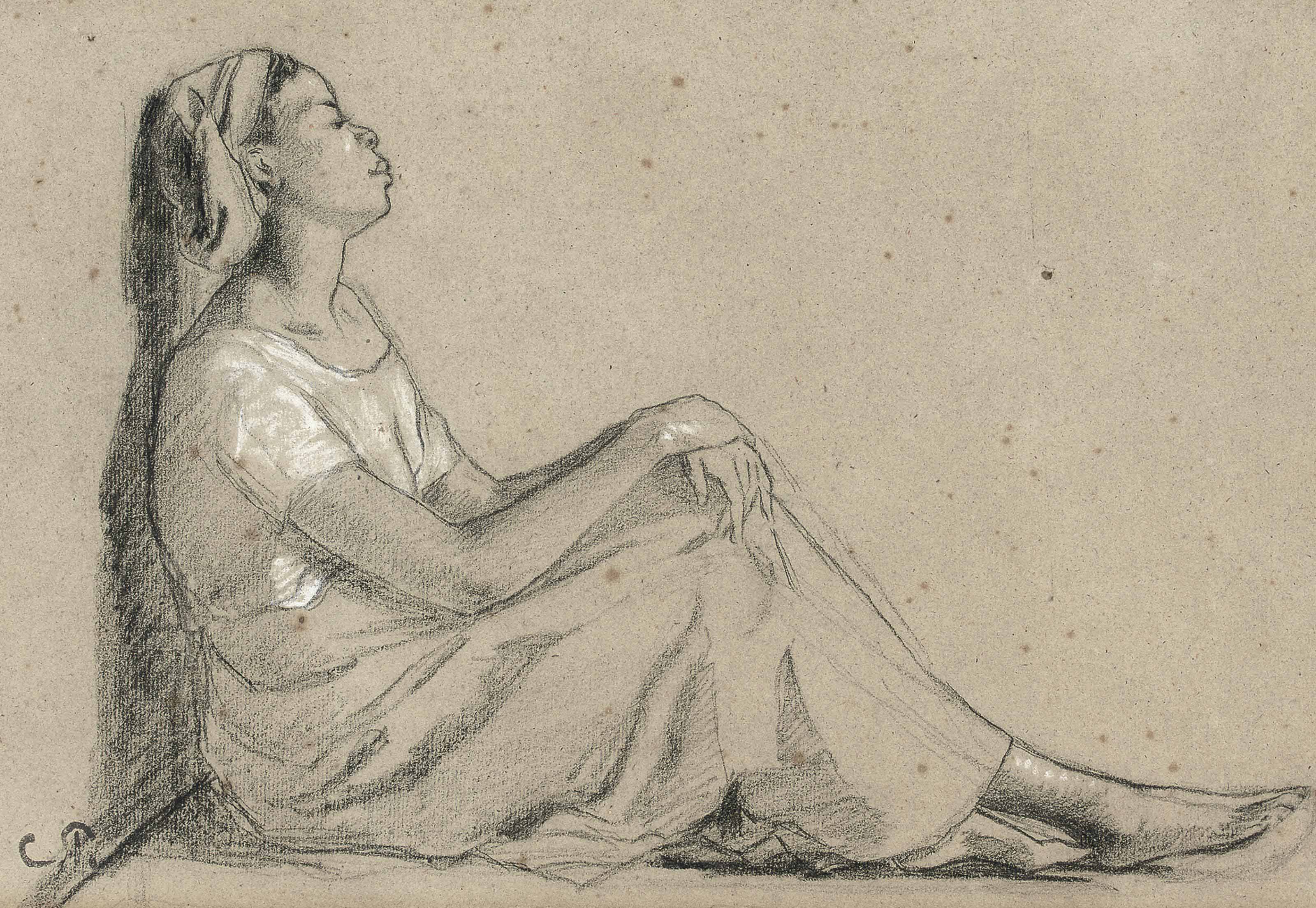Jeune négresse assise 
