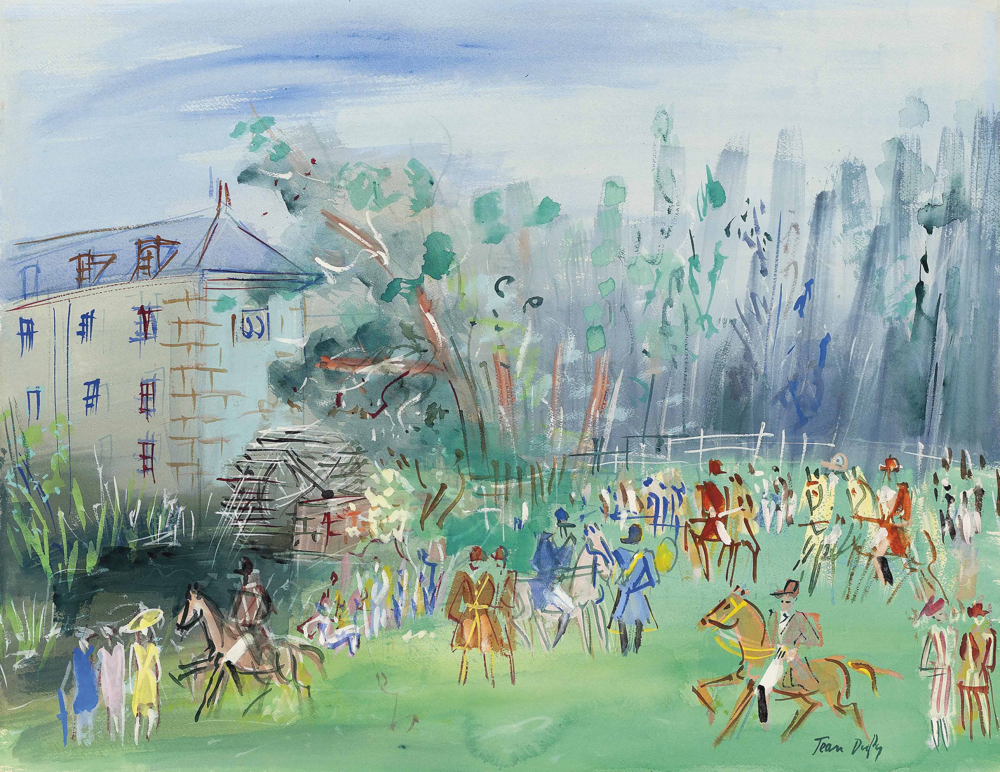 Jean Dufy (1888-1964) , Chasse à courre à Preuilly-sur-Claise