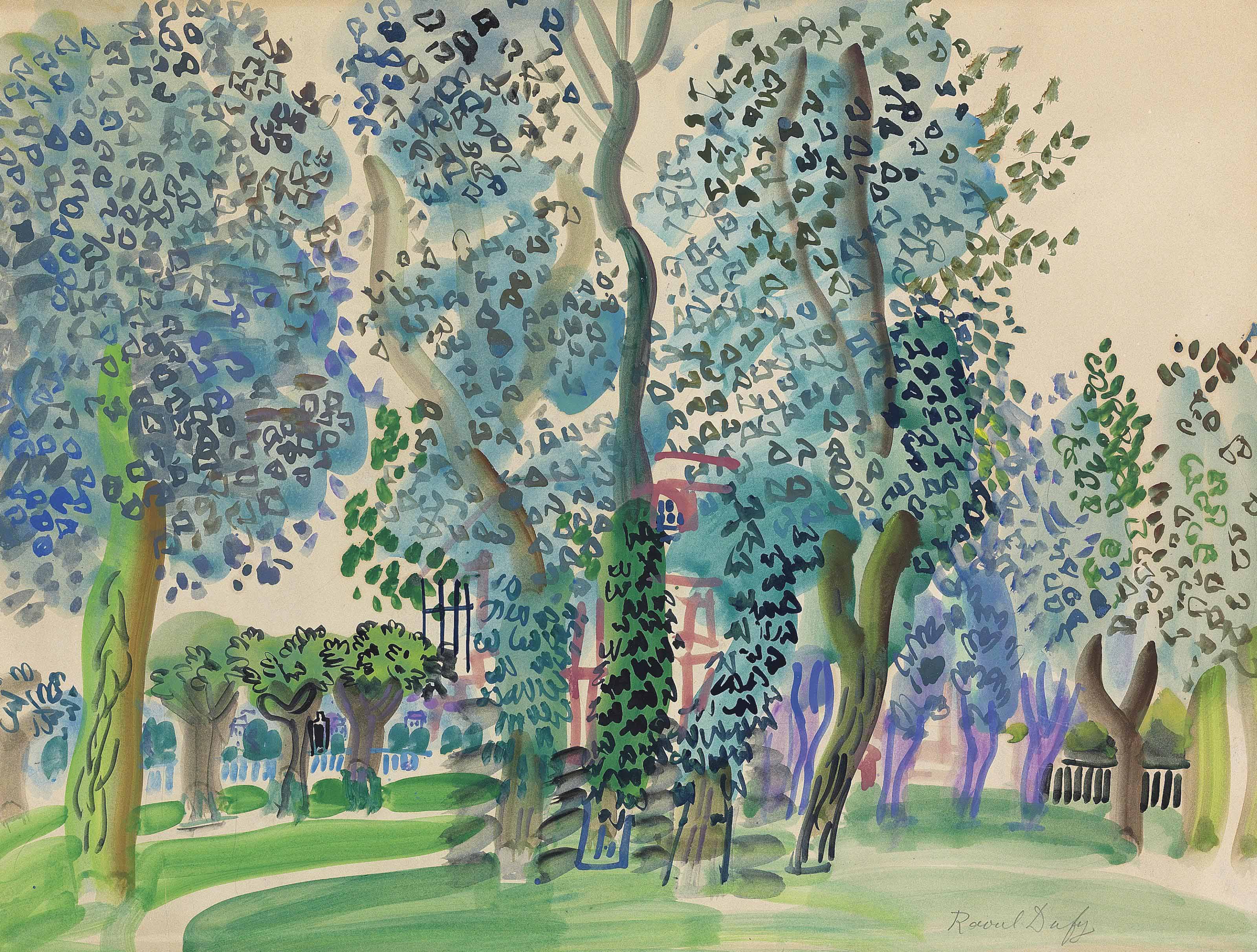 Jean Dufy (1888-1964) , Chasse à courre à Preuilly-sur-Claise