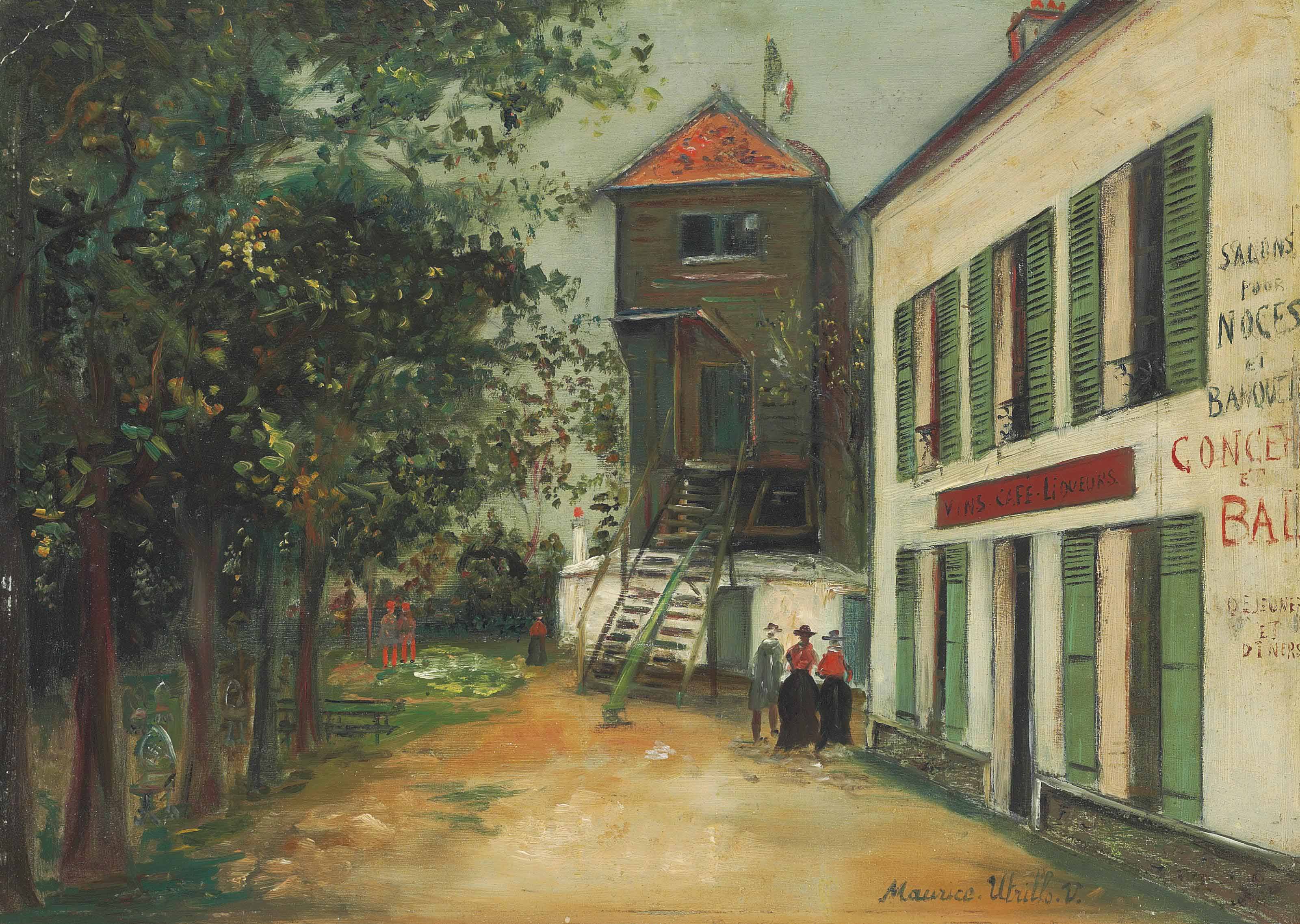 Maurice Utrillo、LANNOIS(SEINE ET OISE) Maurice Utrillo (1883-1955) , Restaurant et vieux moulin à Sannois