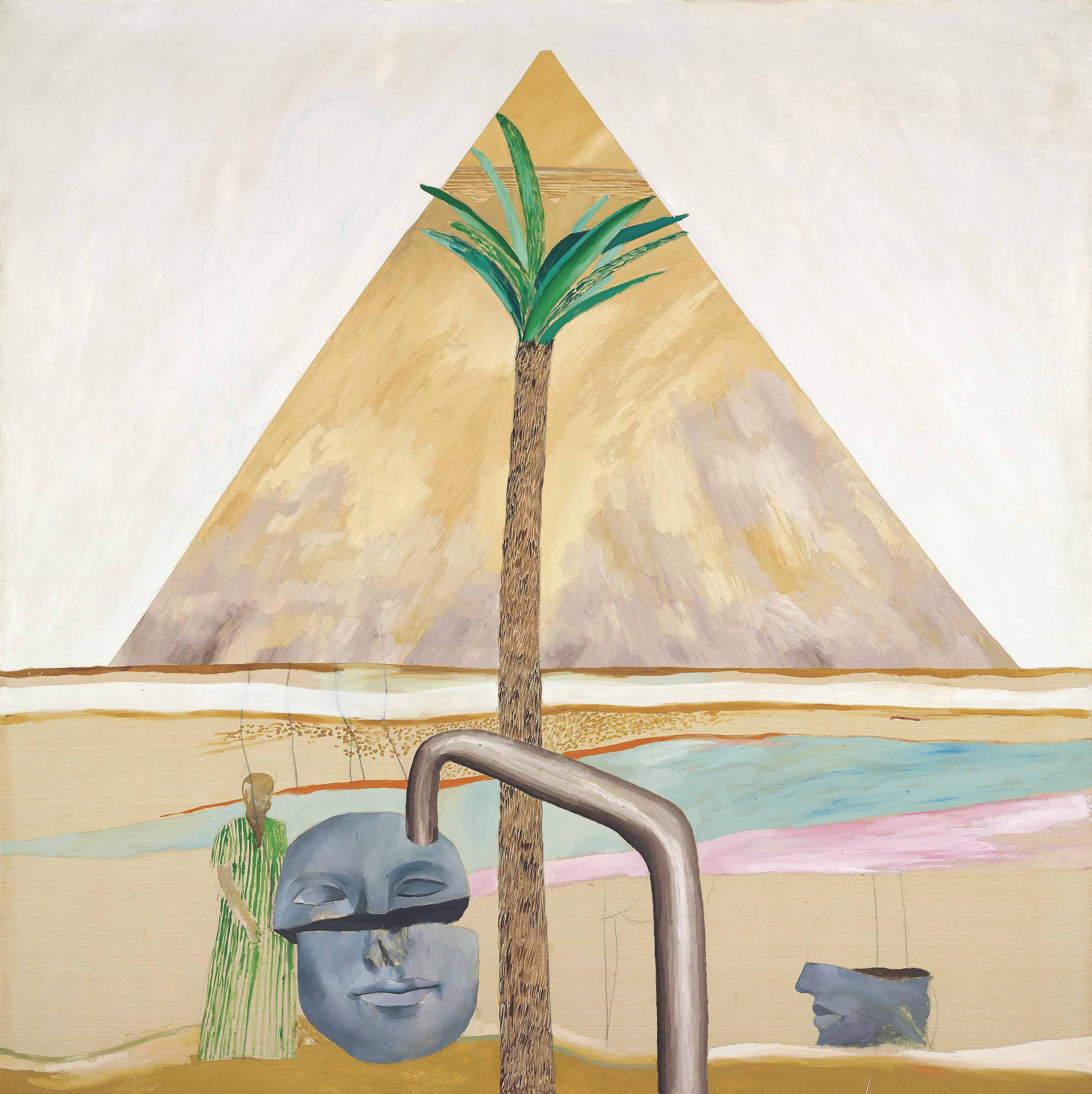 David Hockney B 1937 Great Pyramid At Giza With Broken Head From Thebes 1960s Paintings Christie S