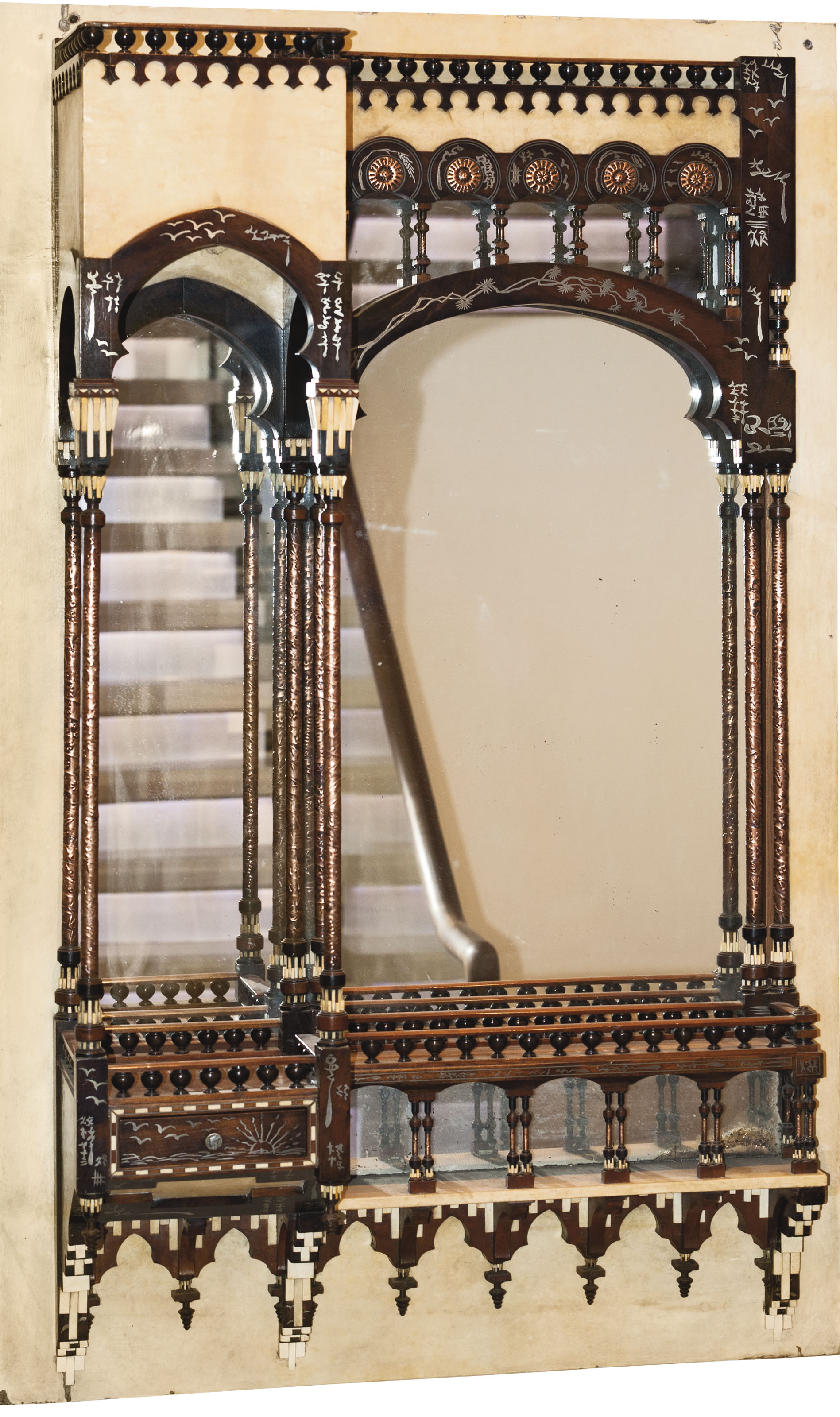 CARLO BUGATTI (1856-1940) , ARCHITECTURAL WALL MIRROR, EARLY 20TH